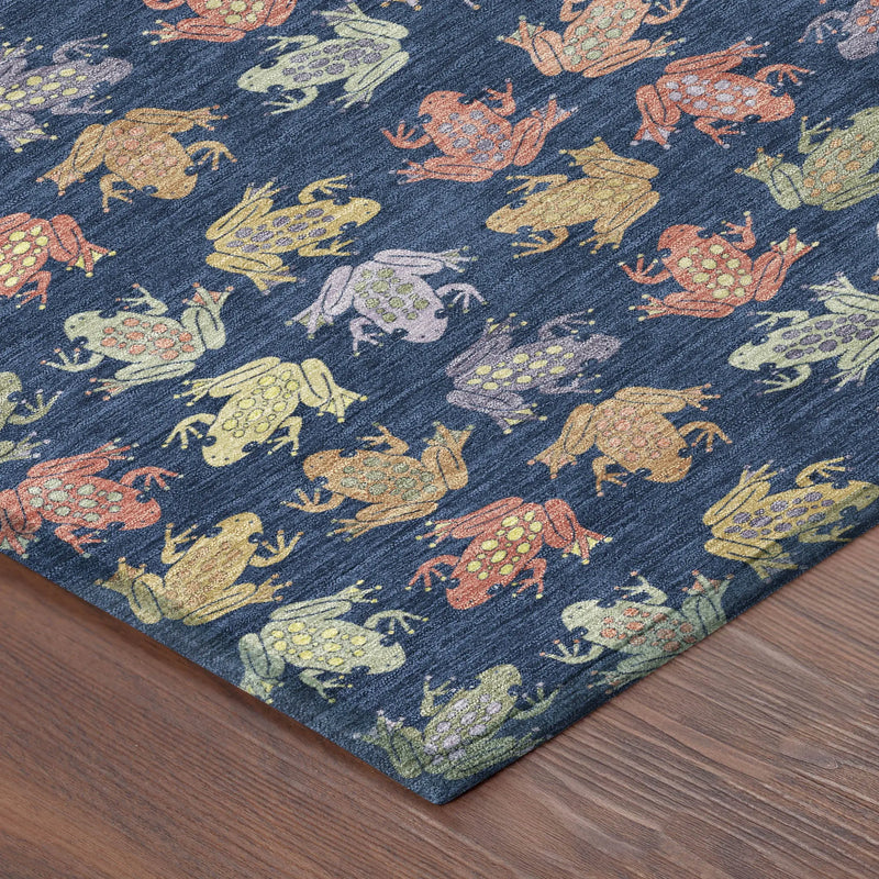 10' X 14' Navy Blue And Blue Geometric Washable Indoor Outdoor Area Rug Homeroots Outdoor