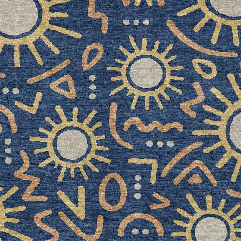 10' X 14' Navy Blue And Blue Geometric Washable Indoor Outdoor Area Rug Homeroots Outdoor