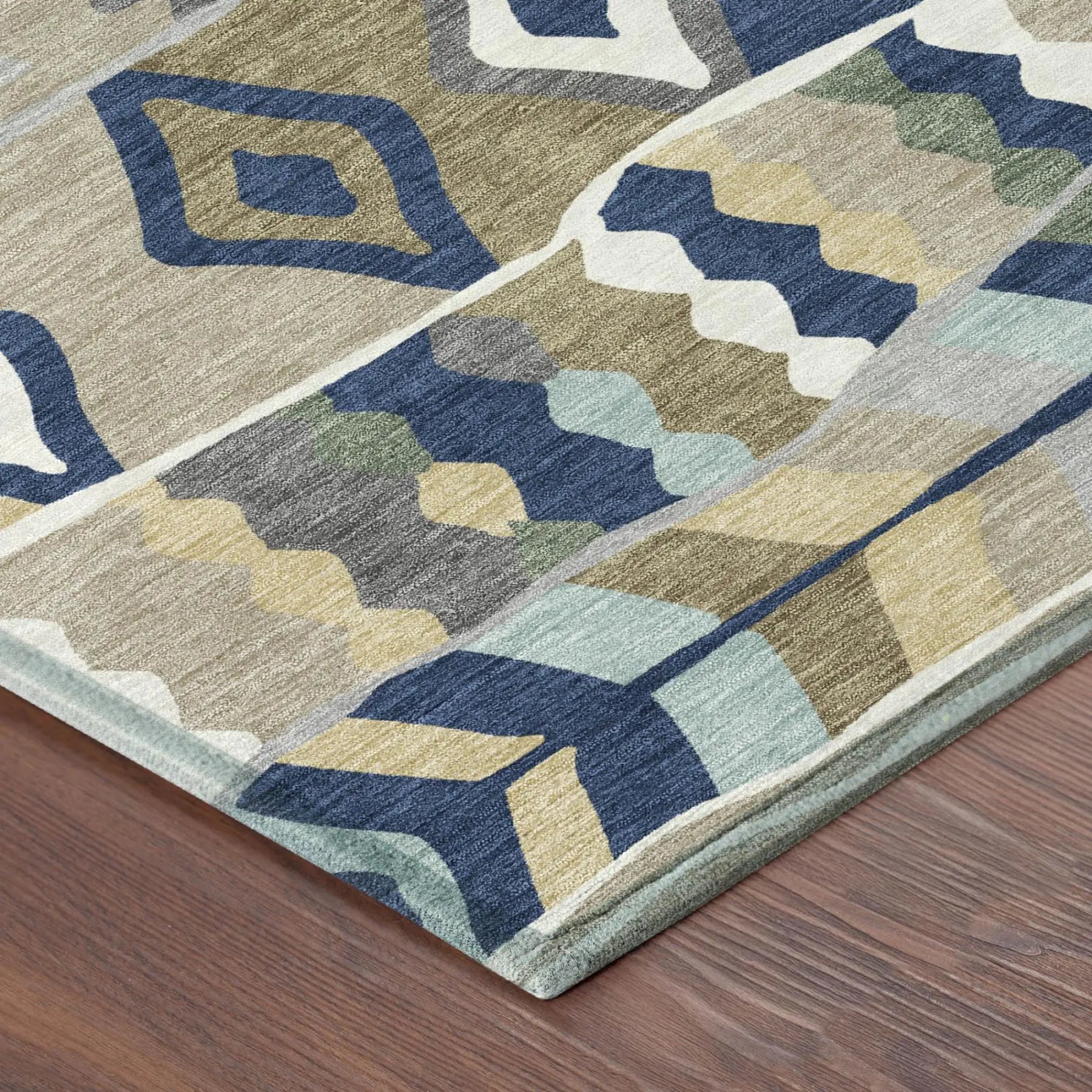 10' X 14' Navy Blue And Blue Geometric Washable Indoor Outdoor Area Rug Homeroots Outdoor