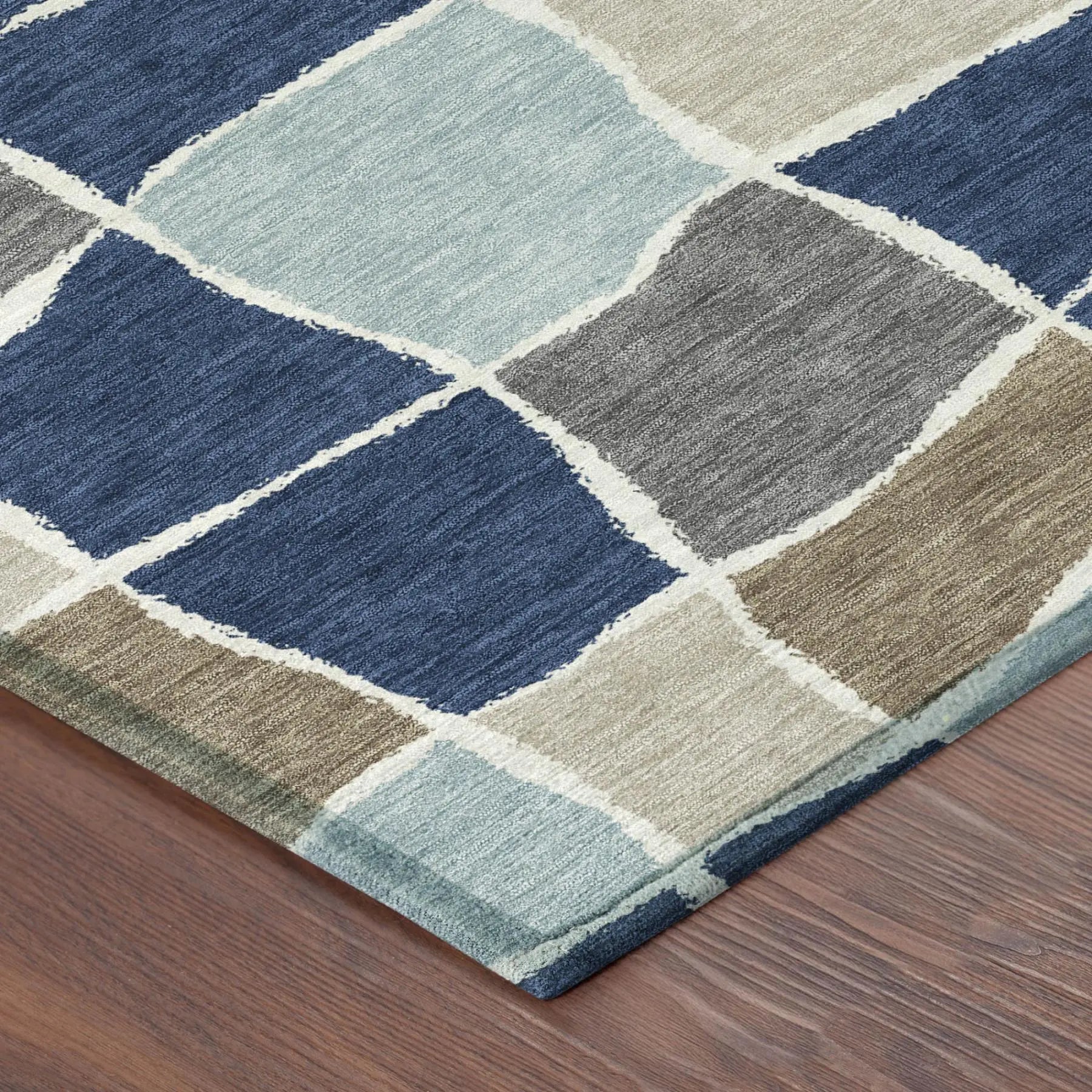 10' X 14' Navy Blue And Blue Geometric Washable Indoor Outdoor Area Rug Homeroots Outdoor