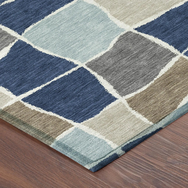 10' X 14' Navy Blue And Blue Geometric Washable Indoor Outdoor Area Rug Homeroots Outdoor