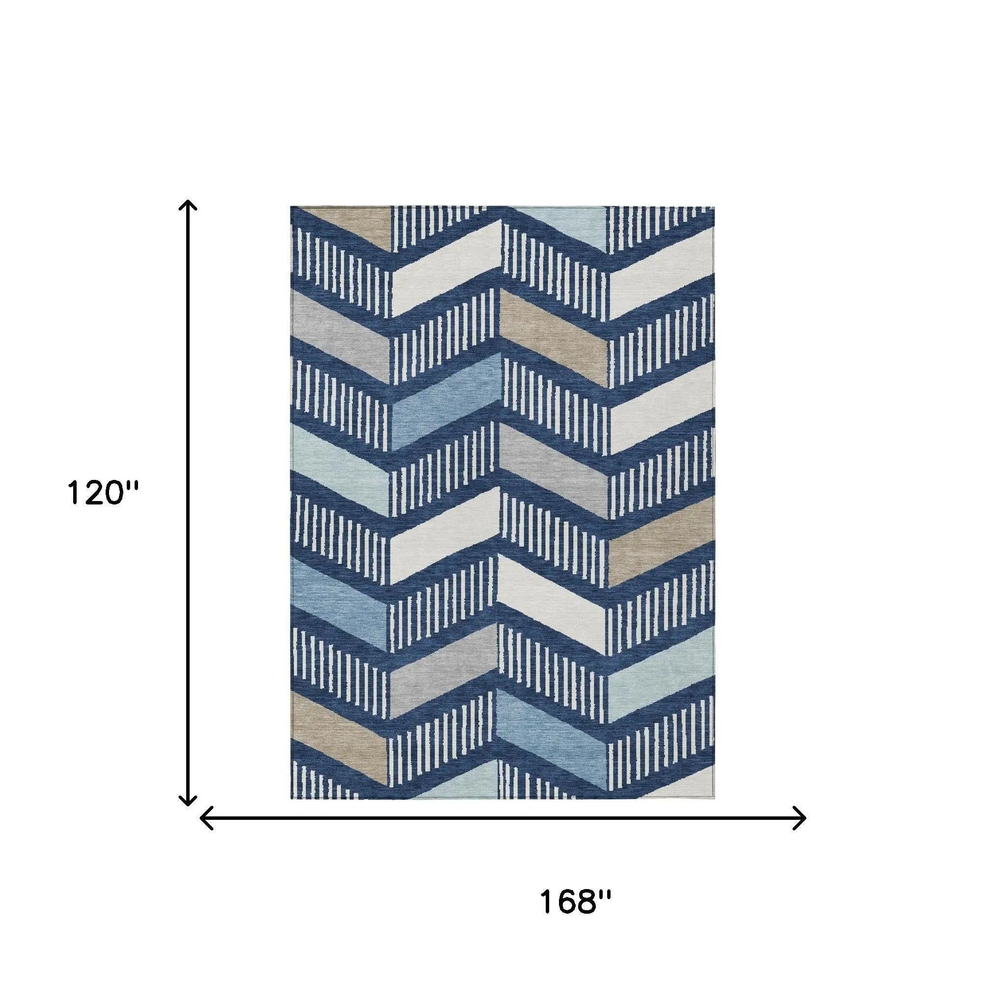 10' X 14' Navy Blue And Blue Geometric Washable Indoor Outdoor Area Rug Homeroots Outdoor