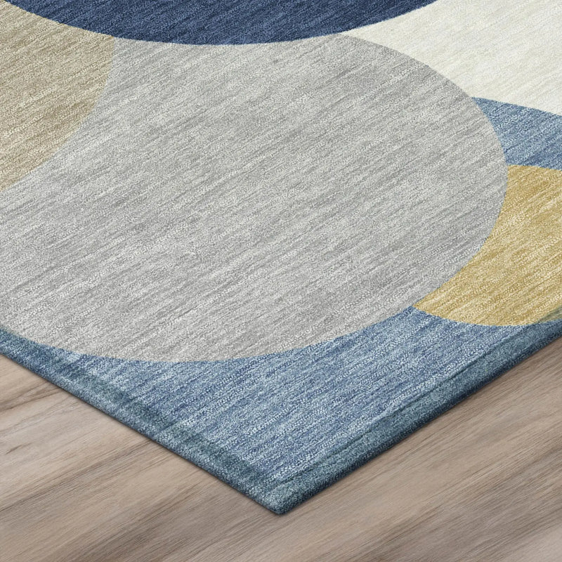 10' X 14' Navy Blue And Blue Geometric Washable Indoor Outdoor Area Rug Homeroots Outdoor