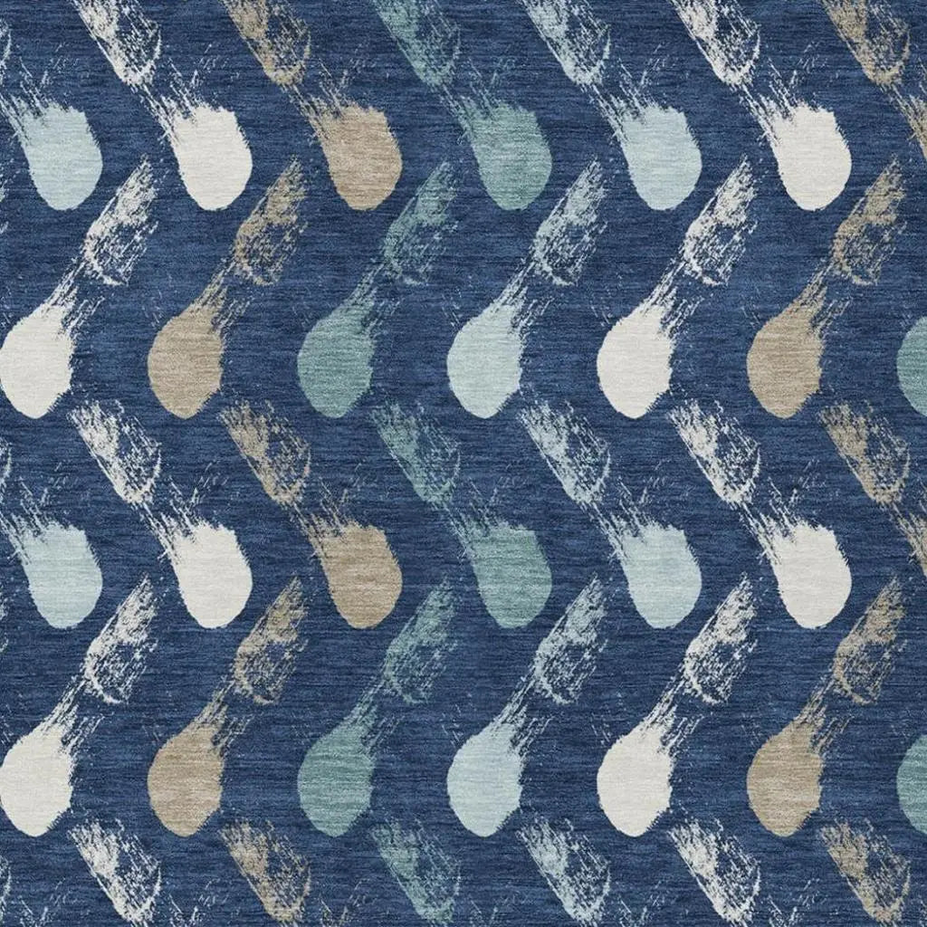10' X 14' Navy Blue And Blue Geometric Washable Indoor Outdoor Area Rug Homeroots Outdoor