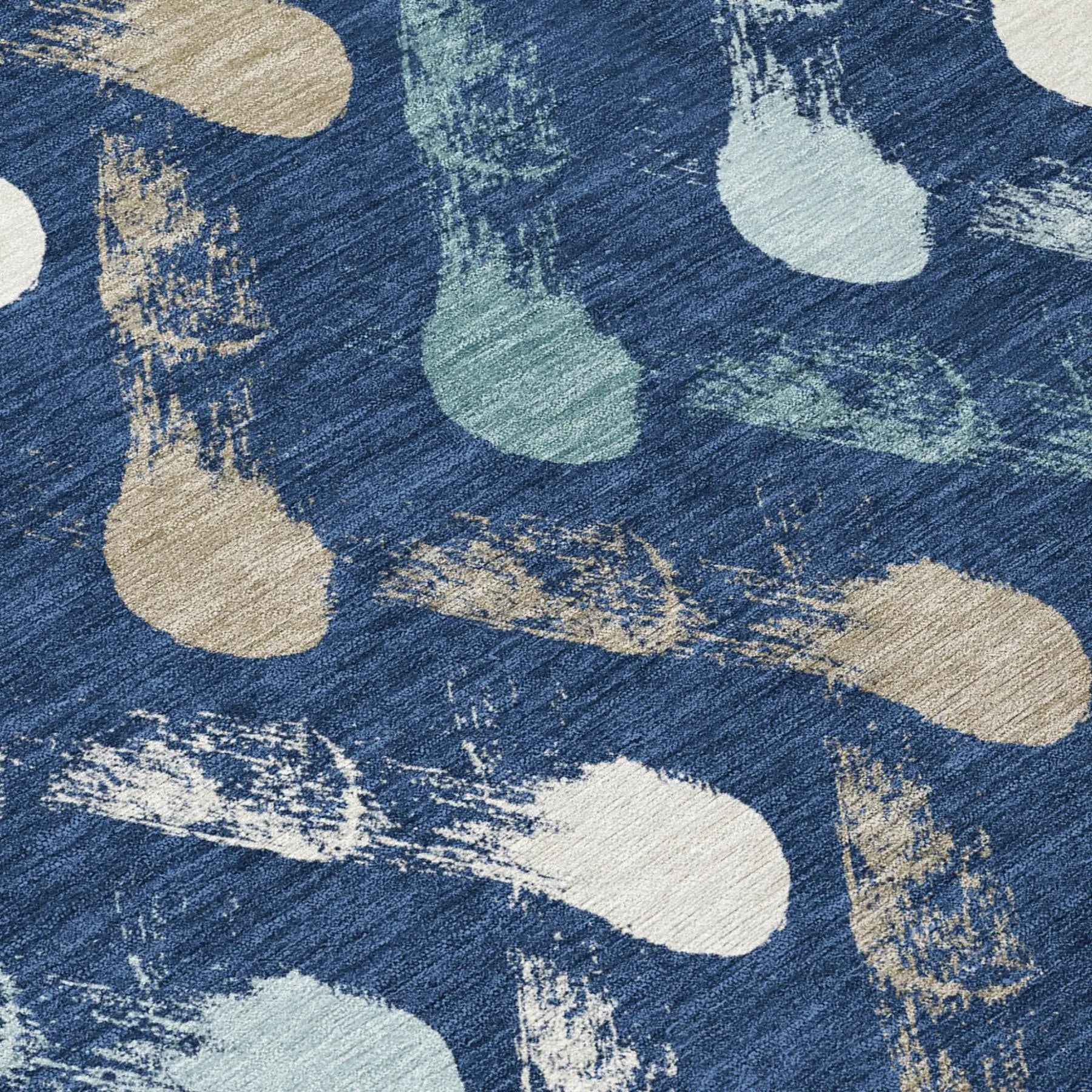 10' X 14' Navy Blue And Blue Geometric Washable Indoor Outdoor Area Rug Homeroots Outdoor