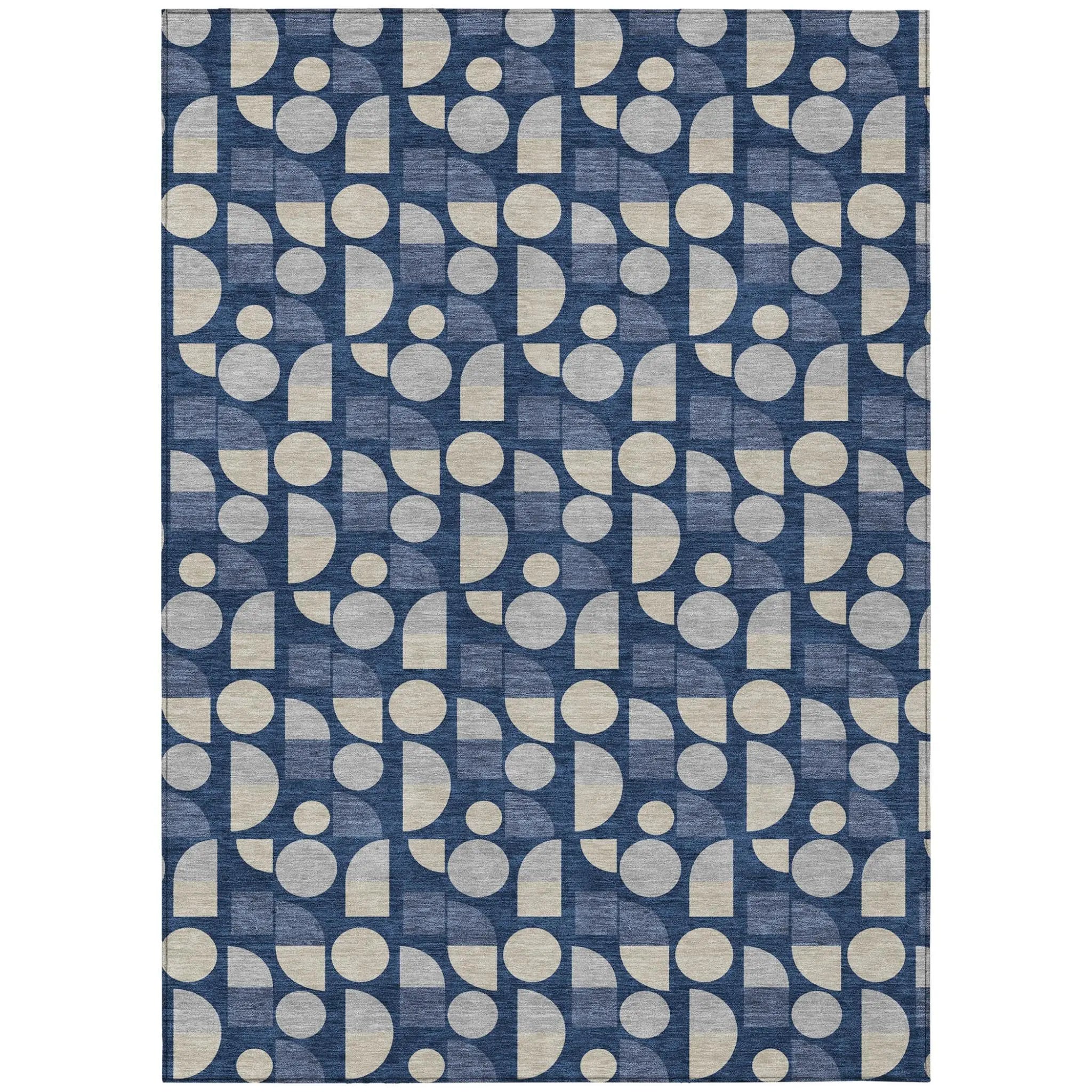 10' X 14' Navy Blue And Blue Geometric Washable Indoor Outdoor Area Rug Homeroots Outdoor
