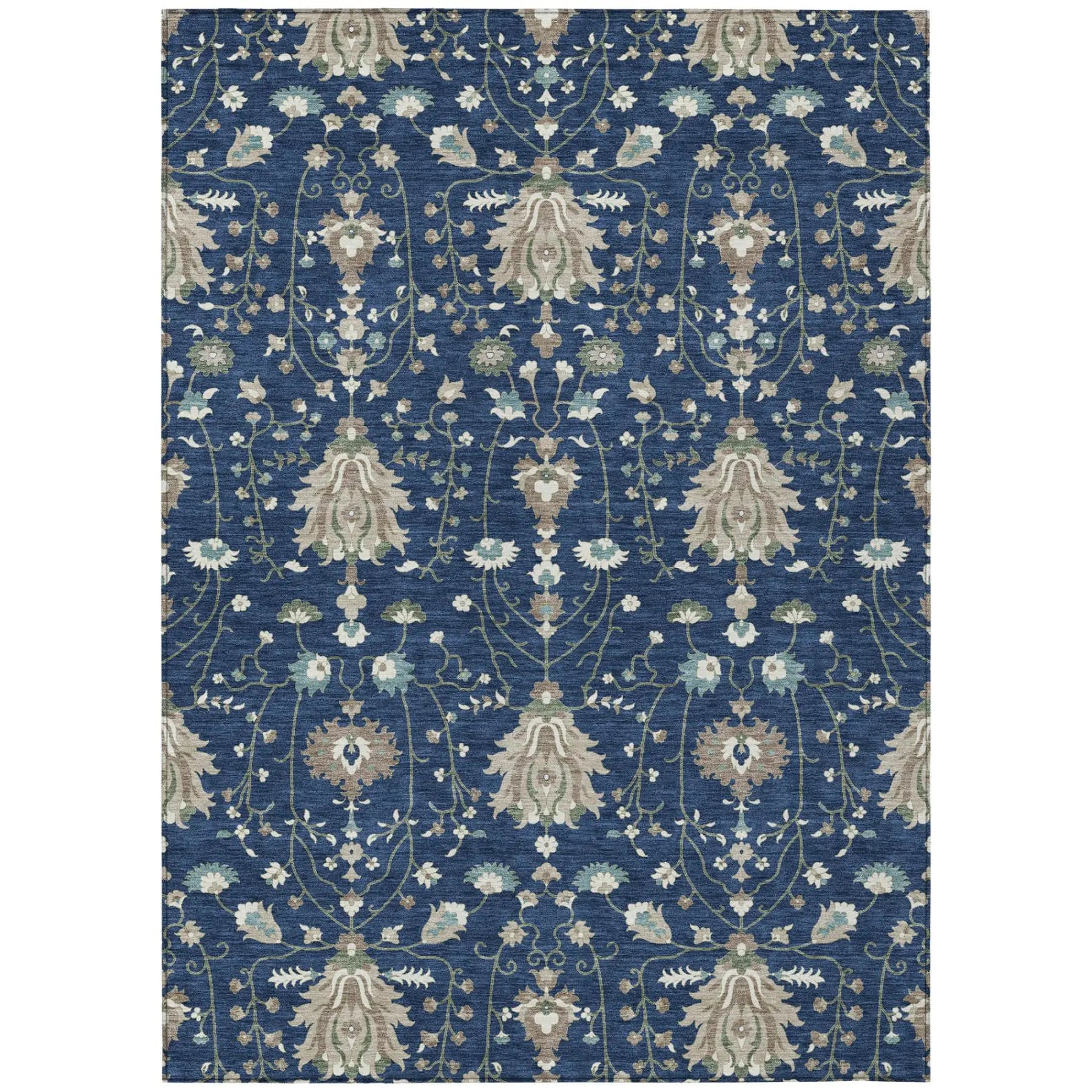 10' X 14' Navy Blue And Blue Oriental Washable Indoor Outdoor Area Rug Homeroots Outdoor