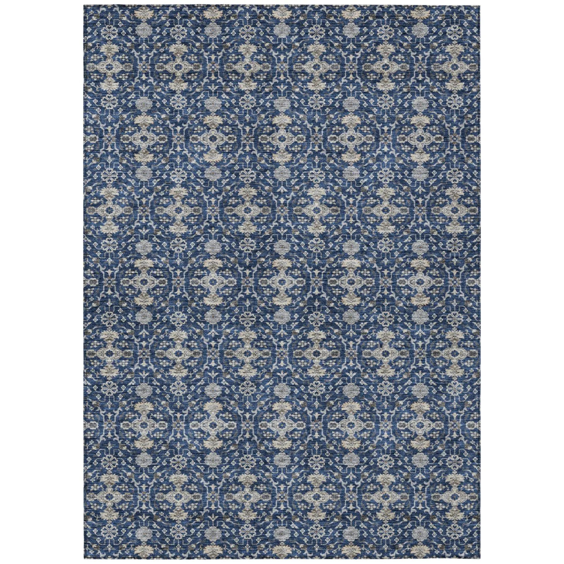 10' X 14' Navy Blue And Blue Oriental Washable Indoor Outdoor Area Rug Homeroots Outdoor
