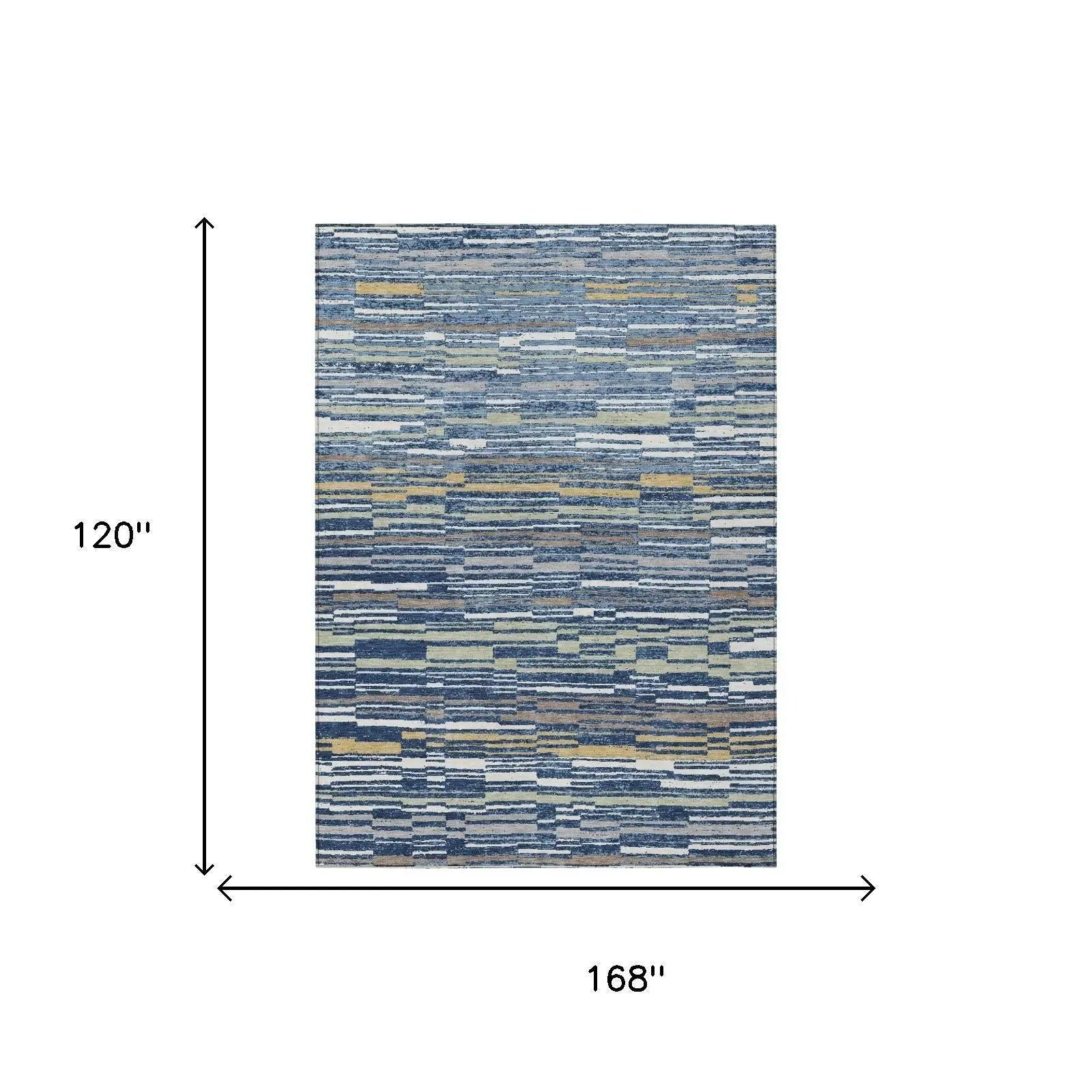 10' X 14' Navy Blue And Blue Striped Washable Indoor Outdoor Area Rug Homeroots Outdoor