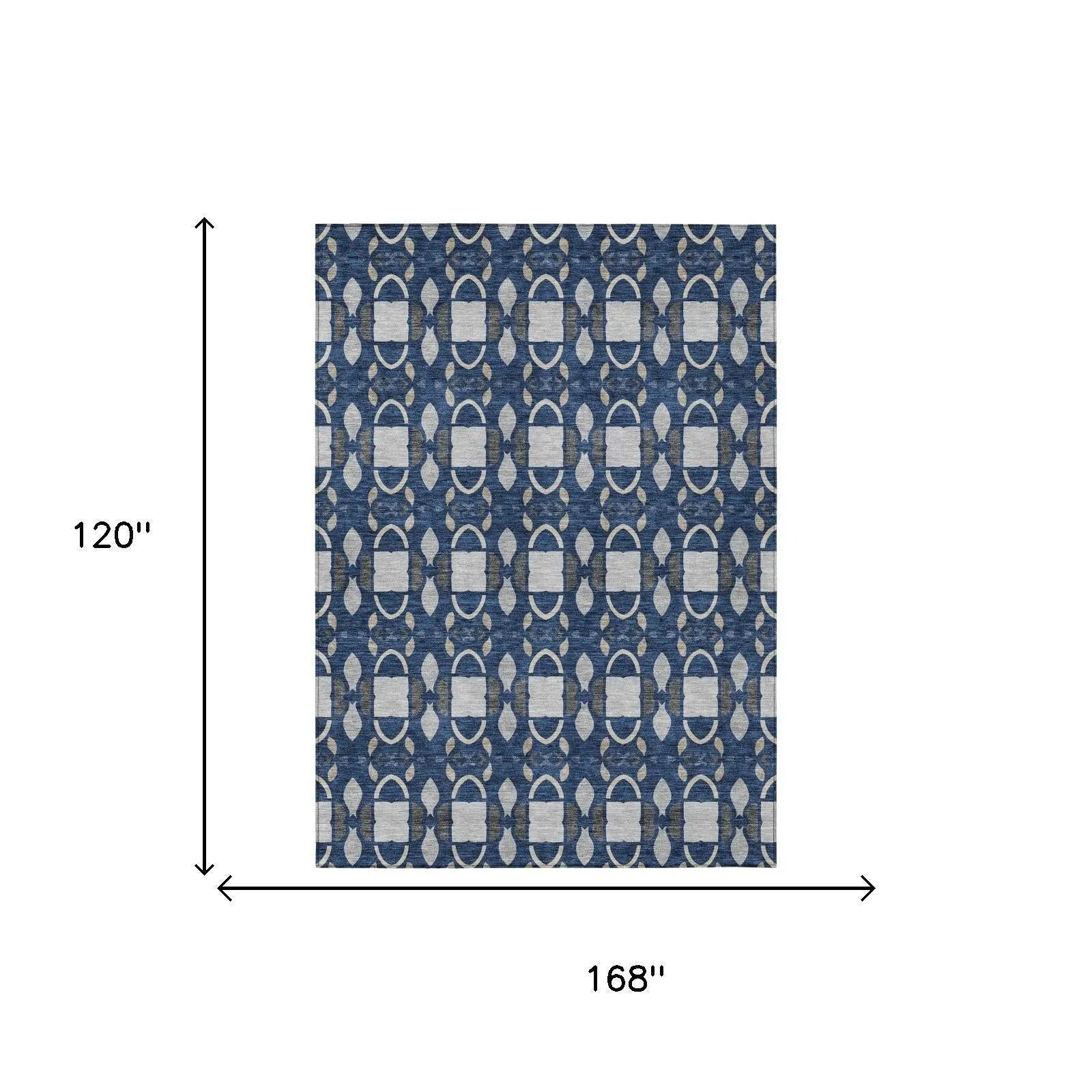 10' X 14' Navy Blue And Blue Striped Washable Indoor Outdoor Area Rug Homeroots Outdoor