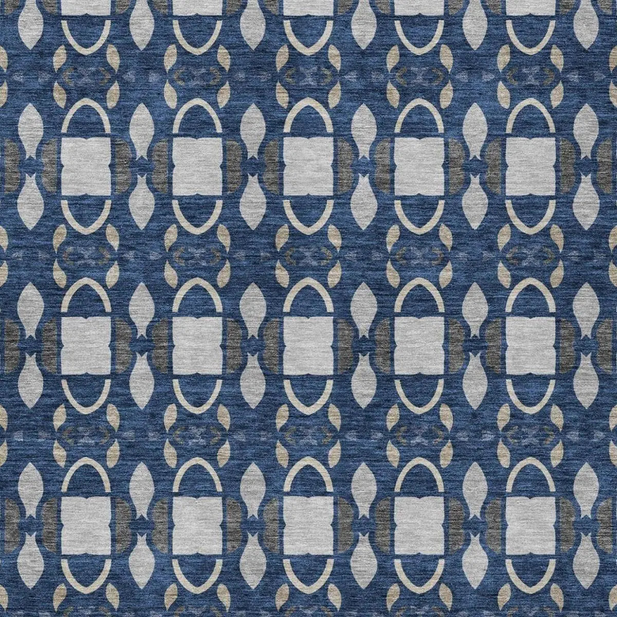 10' X 14' Navy Blue And Blue Striped Washable Indoor Outdoor Area Rug Homeroots Outdoor