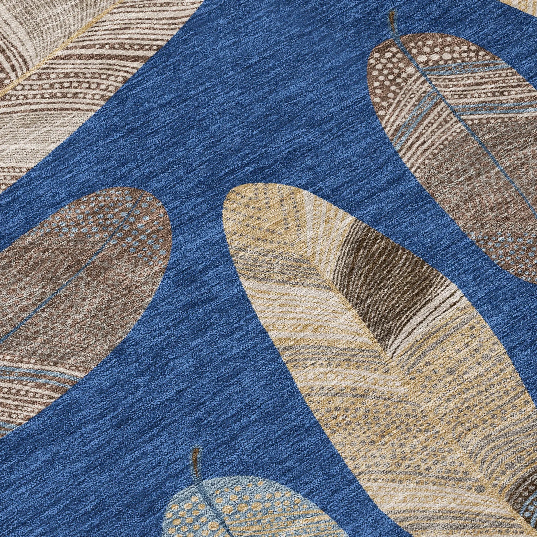10' X 14' Navy Blue And Brown Botanical Leaves Washable Indoor Outdoor Area Rug Homeroots Outdoor