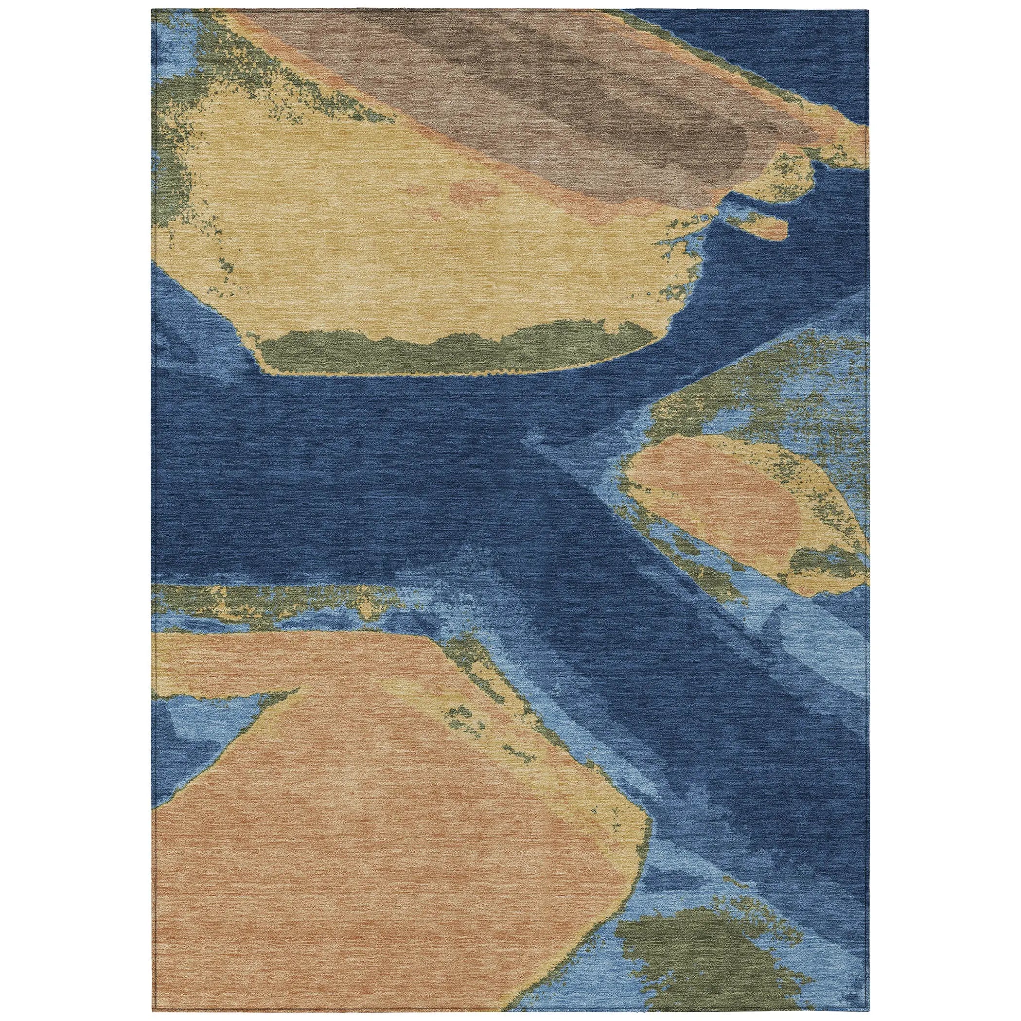 10' X 14' Navy Blue And Denim Blue Abstract Washable Indoor Outdoor Area Rug Homeroots Outdoor