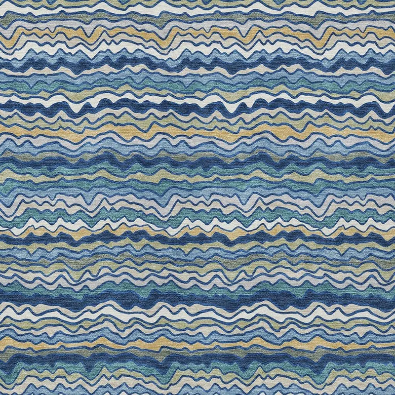 10' X 14' Navy Blue And Denim Blue Striped Washable Indoor Outdoor Area Rug Homeroots Outdoor