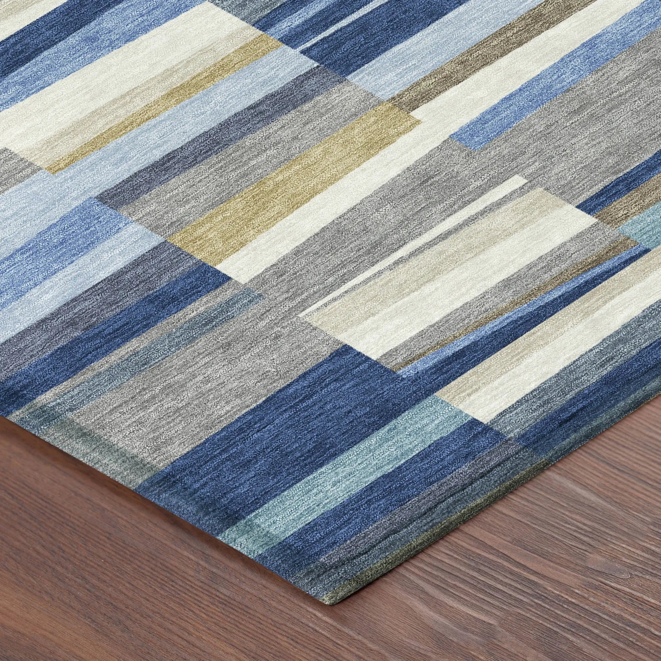 10' X 14' Navy Blue And Denim Blue Striped Washable Indoor Outdoor Area Rug Homeroots Outdoor