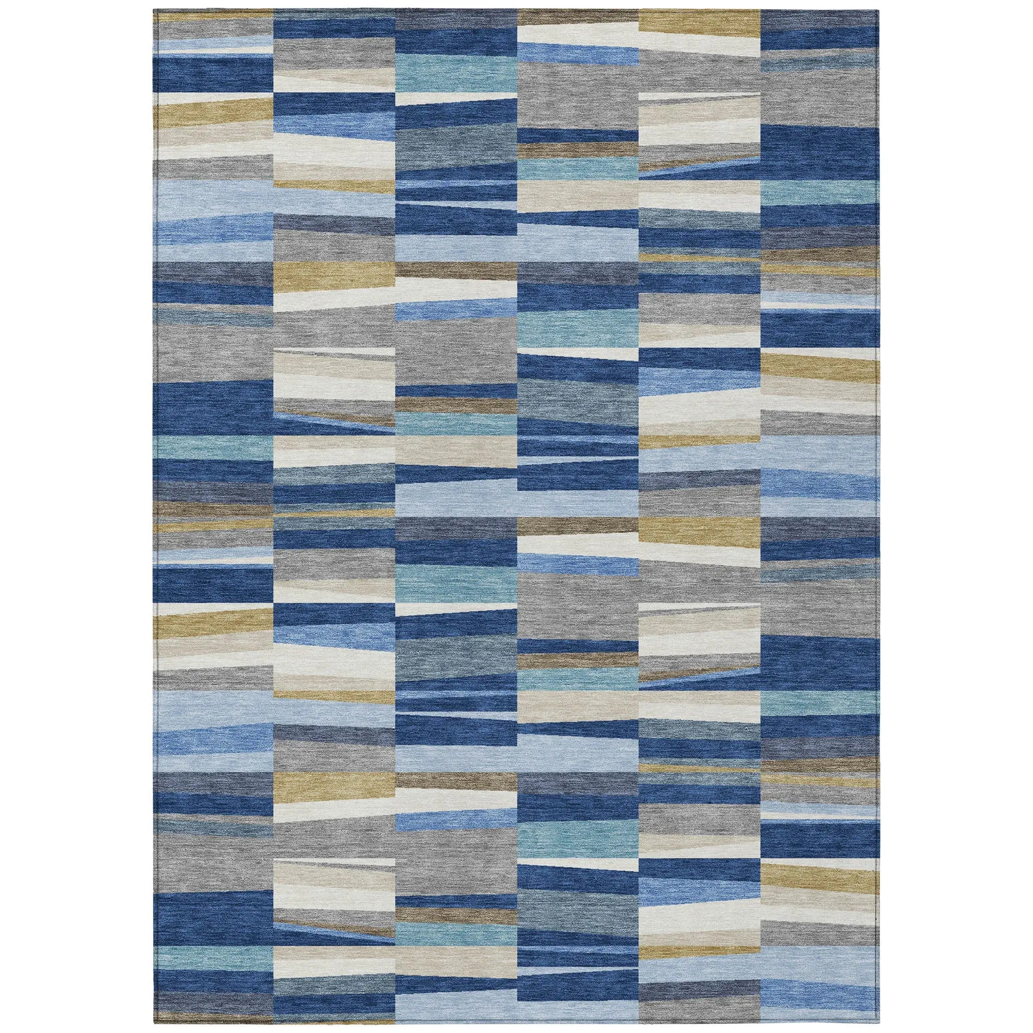 10' X 14' Navy Blue And Denim Blue Striped Washable Indoor Outdoor Area Rug Homeroots Outdoor