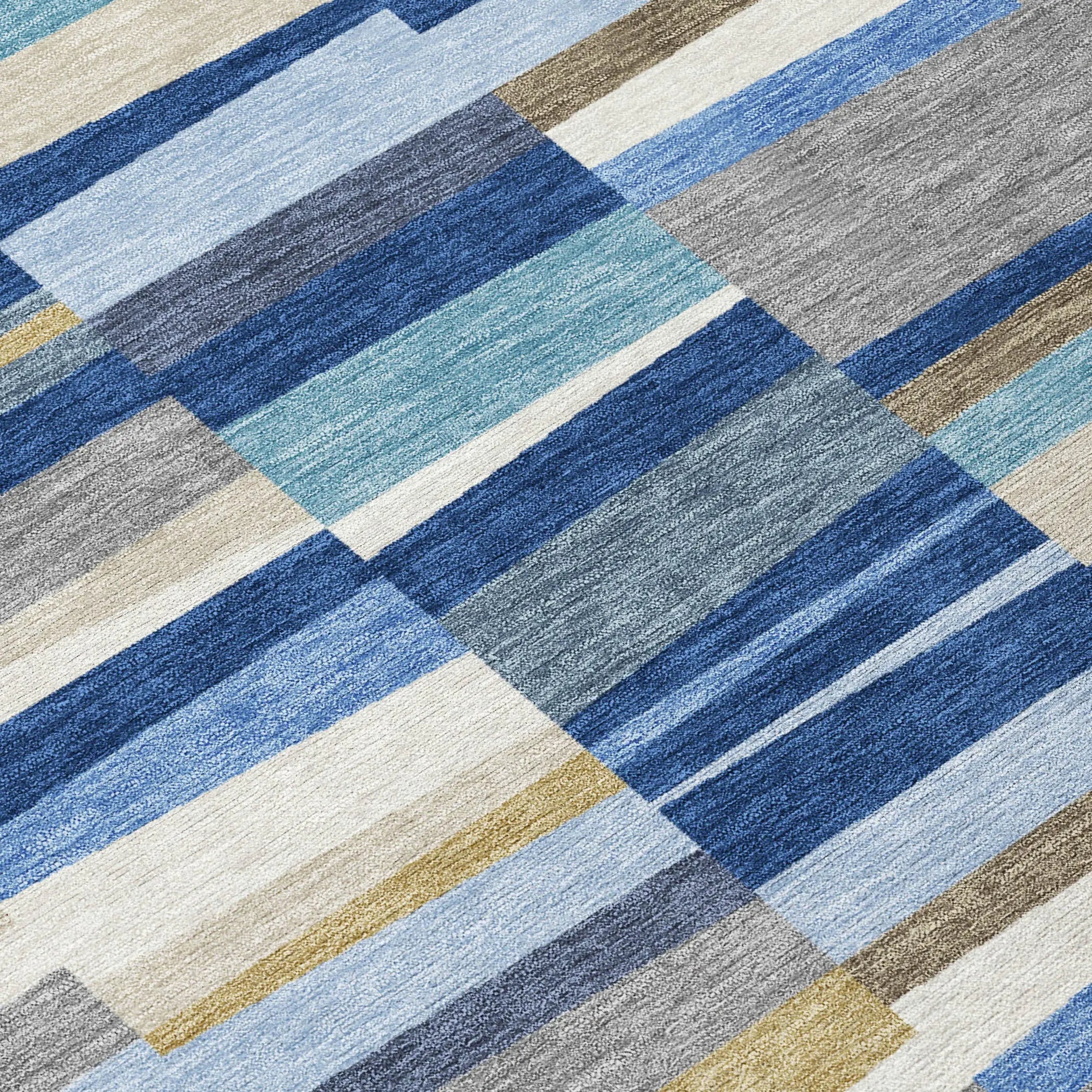 10' X 14' Navy Blue And Denim Blue Striped Washable Indoor Outdoor Area Rug Homeroots Outdoor