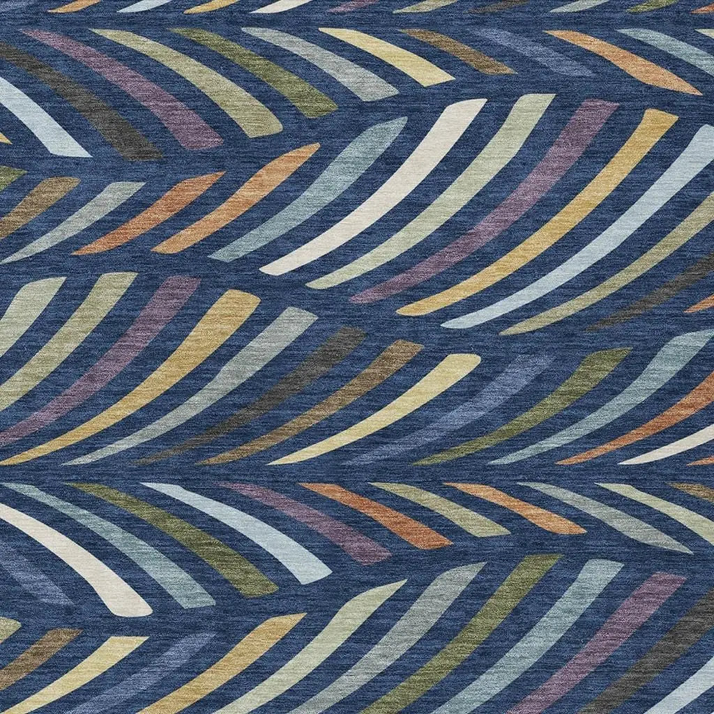 10' X 14' Navy Blue And Gold Abstract Washable Indoor Outdoor Area Rug Homeroots Outdoor