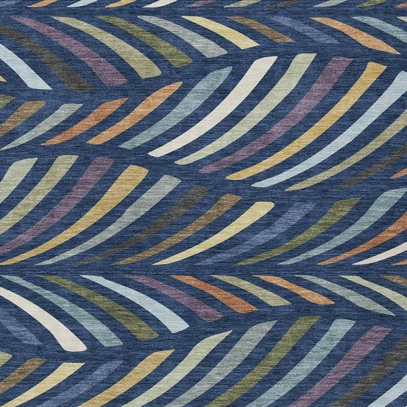 10' X 14' Navy Blue And Gold Abstract Washable Indoor Outdoor Area Rug Homeroots Outdoor