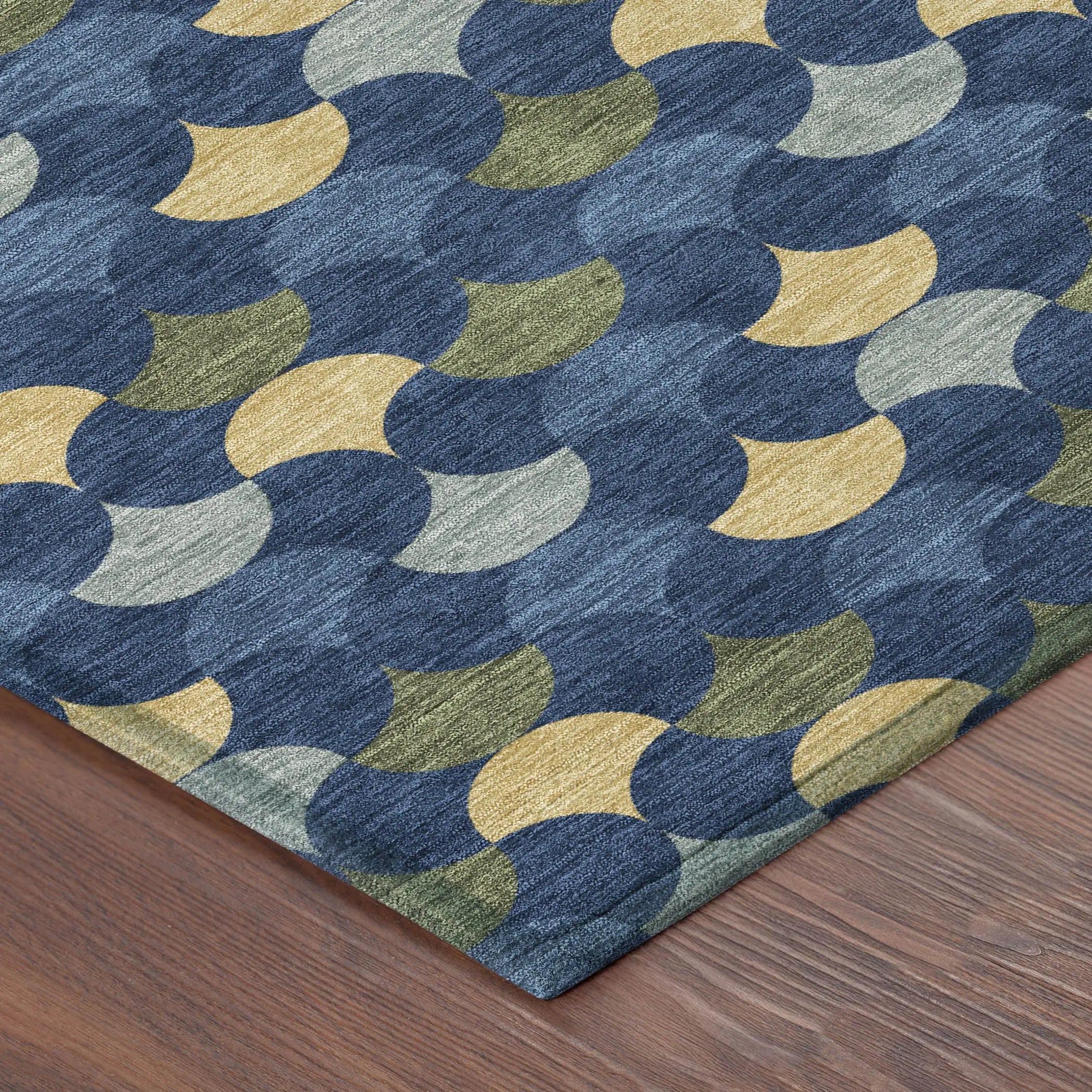 10' X 14' Navy Blue And Gold Geometric Washable Indoor Outdoor Area Rug Homeroots Outdoor
