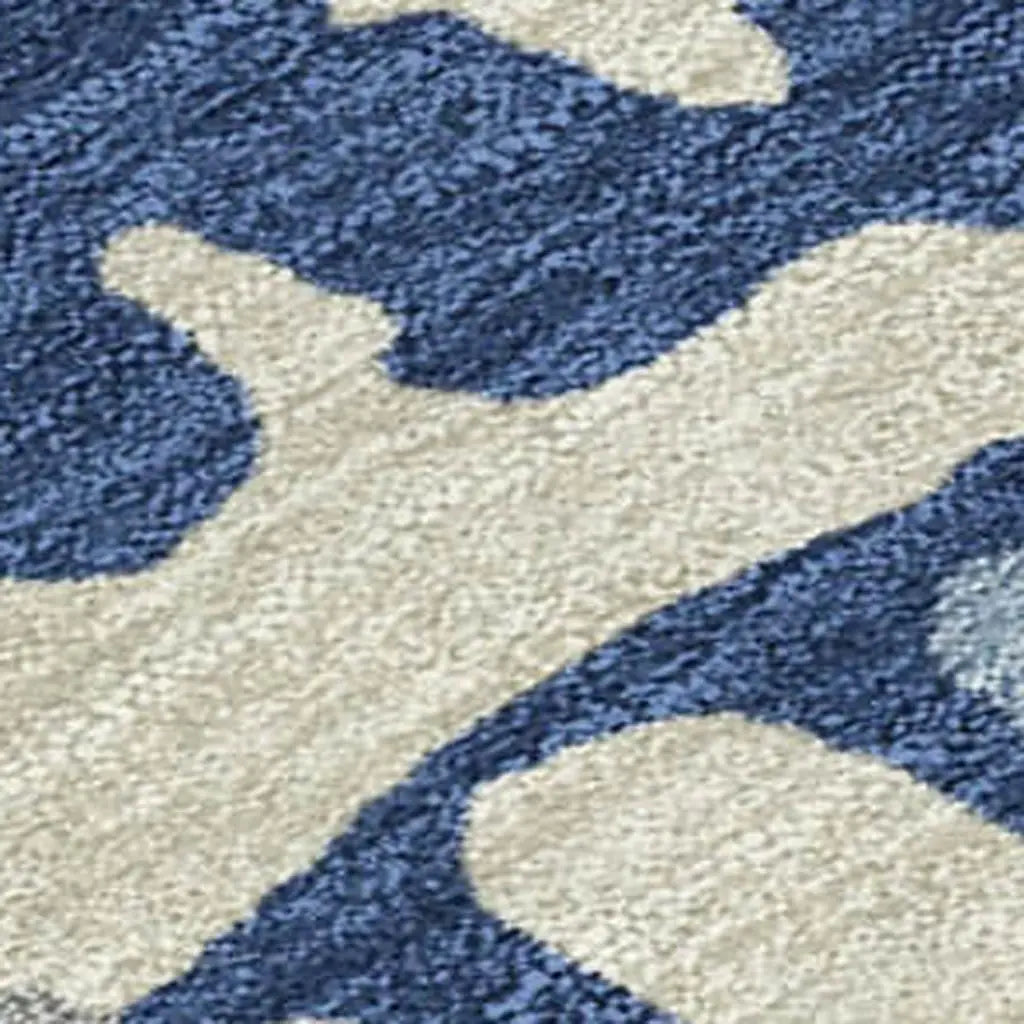 10' X 14' Navy Blue And Gray Abstract Washable Indoor Outdoor Area Rug Homeroots Outdoor