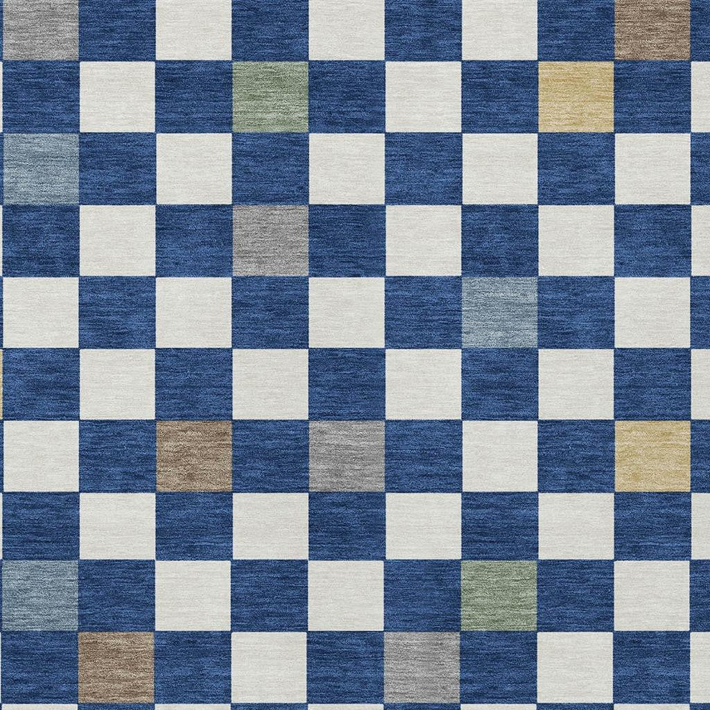 10' X 14' Navy Blue And Gray Geometric Washable Indoor Outdoor Area Rug Homeroots Outdoor