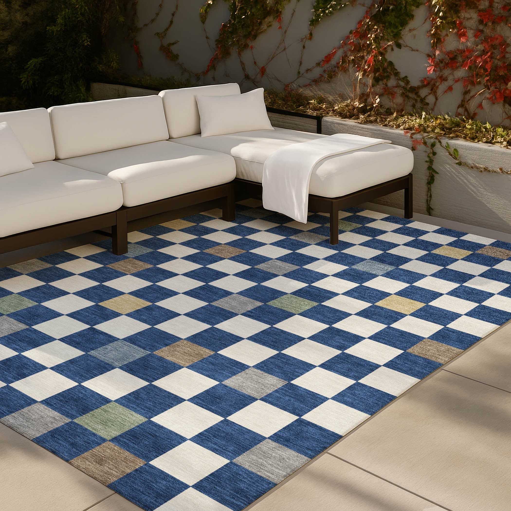 10' X 14' Navy Blue And Gray Geometric Washable Indoor Outdoor Area Rug Homeroots Outdoor