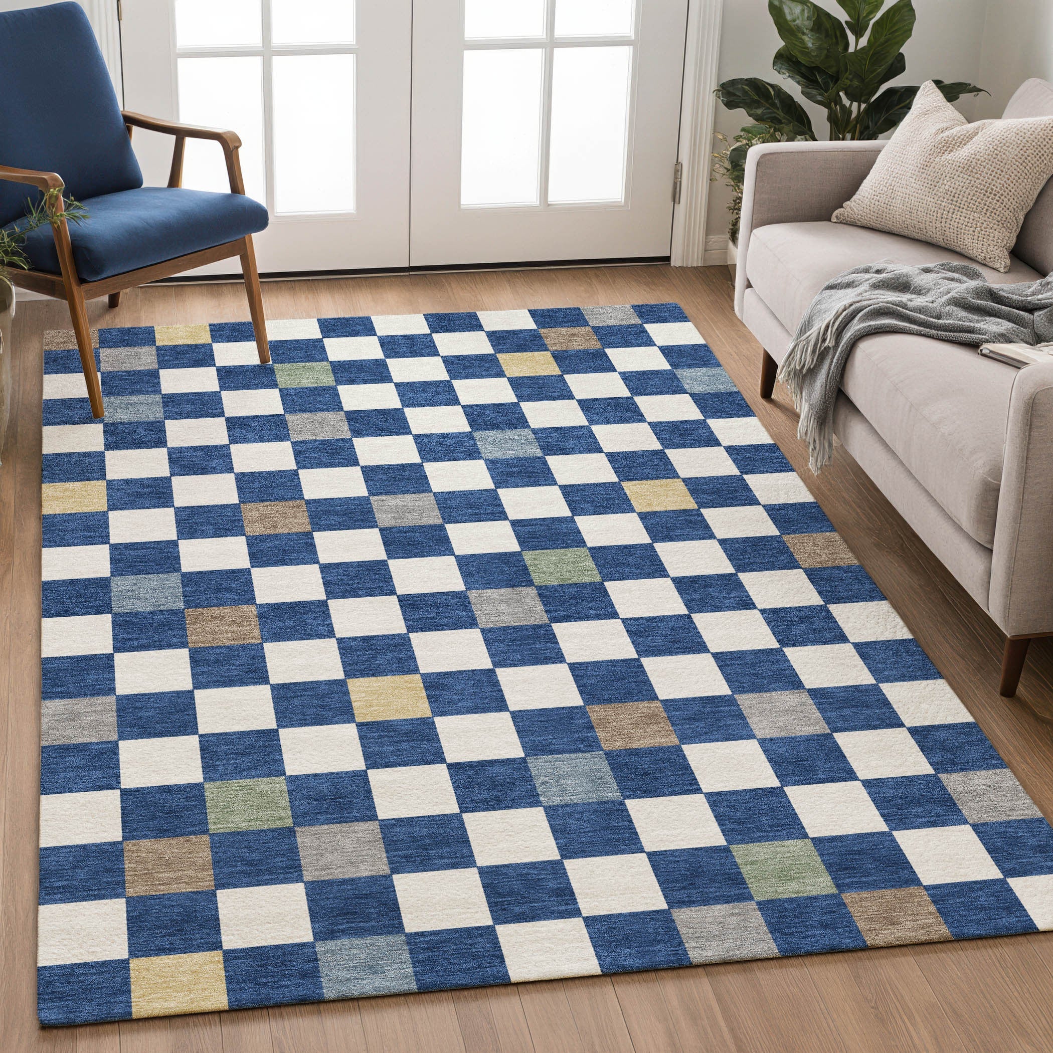 10' X 14' Navy Blue And Gray Geometric Washable Indoor Outdoor Area Rug Homeroots Outdoor