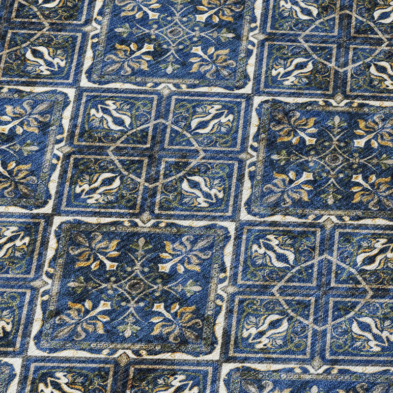 10' X 14' Navy Blue And Gray Geometric Washable Indoor Outdoor Area Rug Homeroots Outdoor