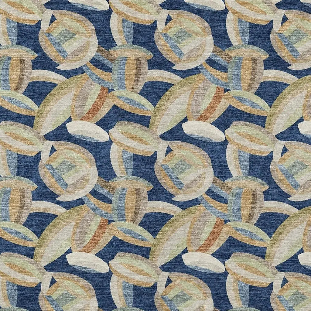 10' X 14' Navy Blue And Ivory Abstract Washable Indoor Outdoor Area Rug Homeroots Outdoor