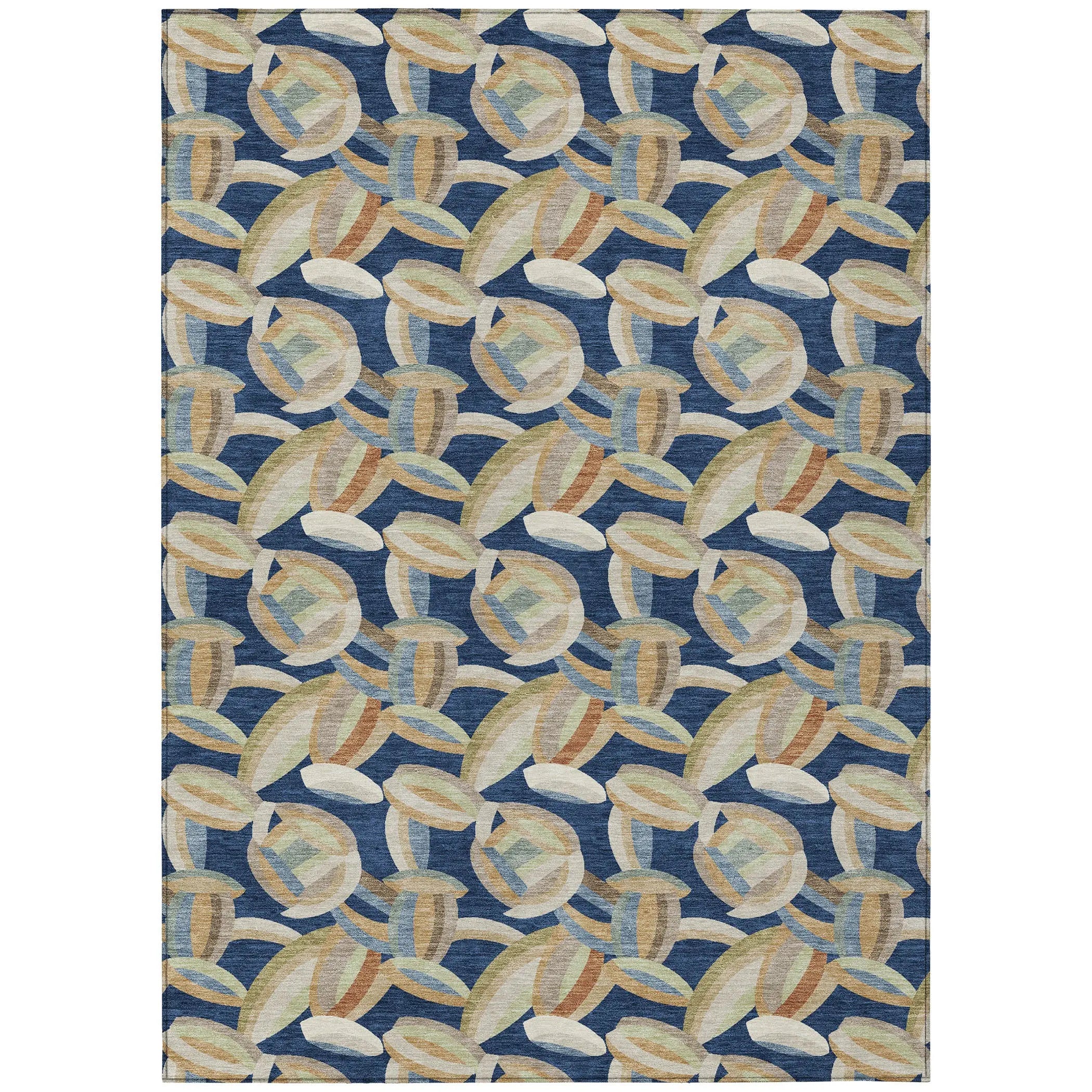 10' X 14' Navy Blue And Ivory Abstract Washable Indoor Outdoor Area Rug Homeroots Outdoor