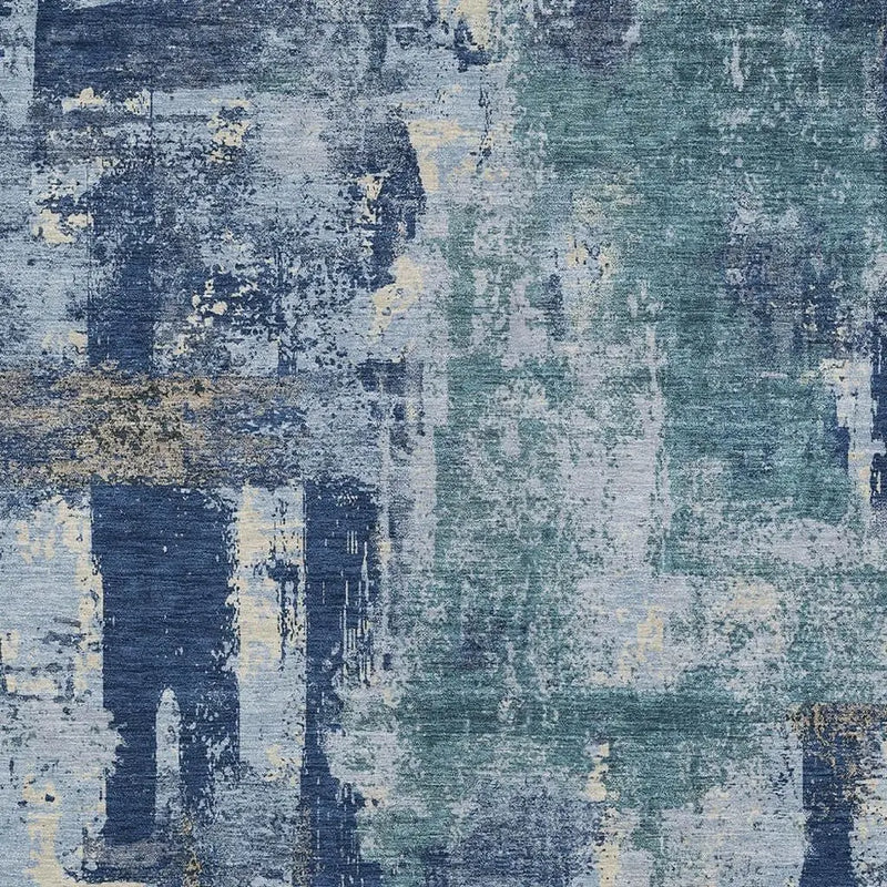 10' X 14' Navy Blue And Ivory Abstract Washable Indoor Outdoor Area Rug Homeroots Outdoor