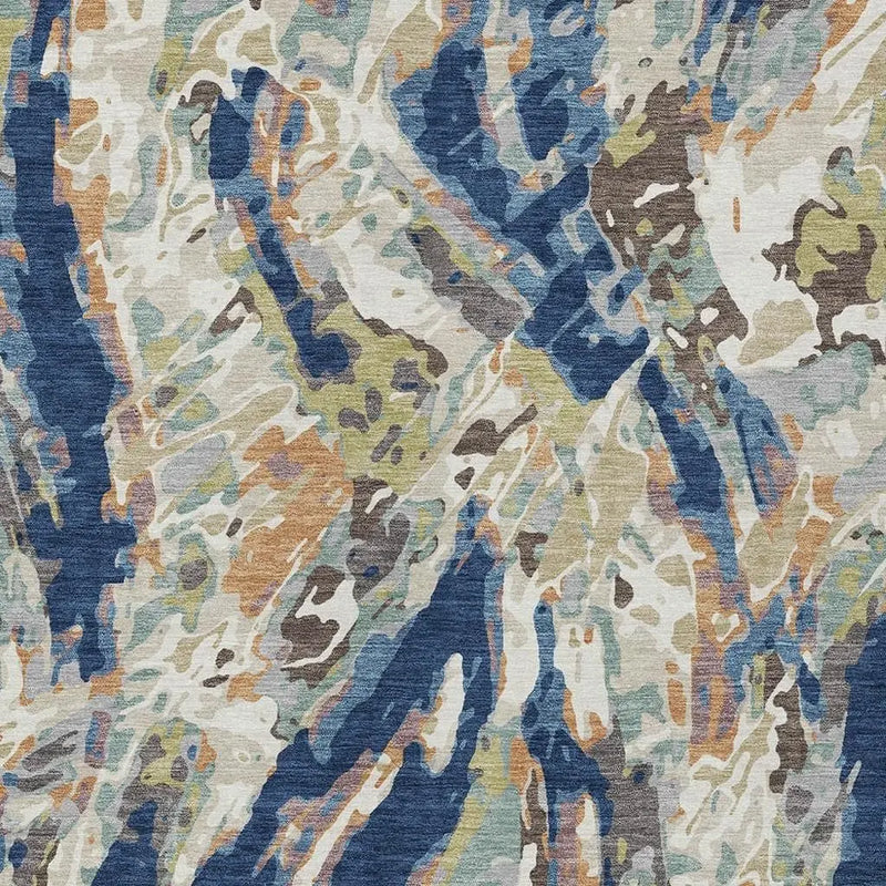 10' X 14' Navy Blue And Ivory Abstract Washable Indoor Outdoor Area Rug Homeroots Outdoor