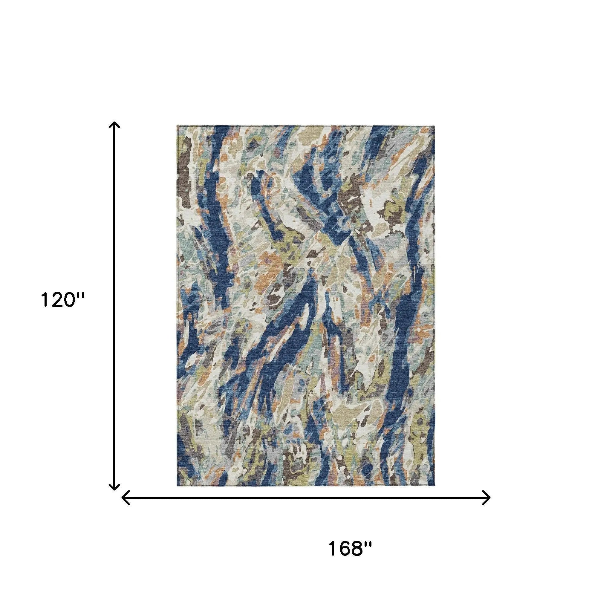10' X 14' Navy Blue And Ivory Abstract Washable Indoor Outdoor Area Rug Homeroots Outdoor
