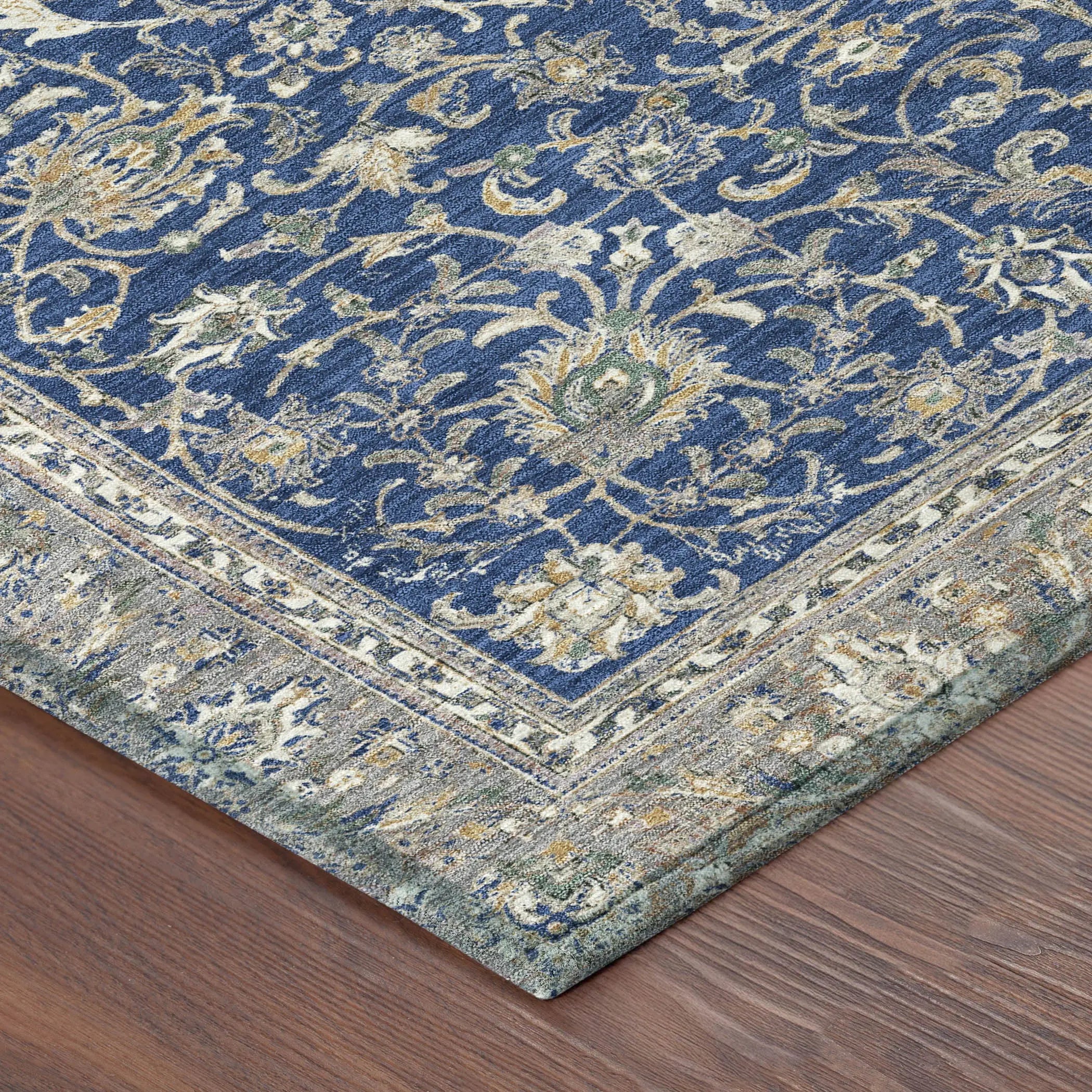 10' X 14' Navy Blue And Ivory Botanical Leaves Washable Indoor Outdoor Area Rug Homeroots Outdoor