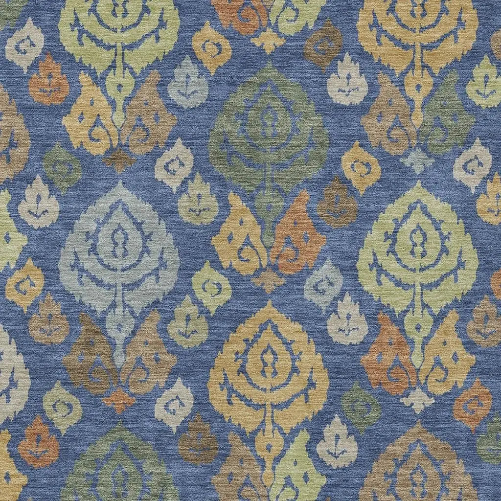 10' X 14' Navy Blue And Ivory Damask Washable Indoor Outdoor Area Rug Homeroots Outdoor