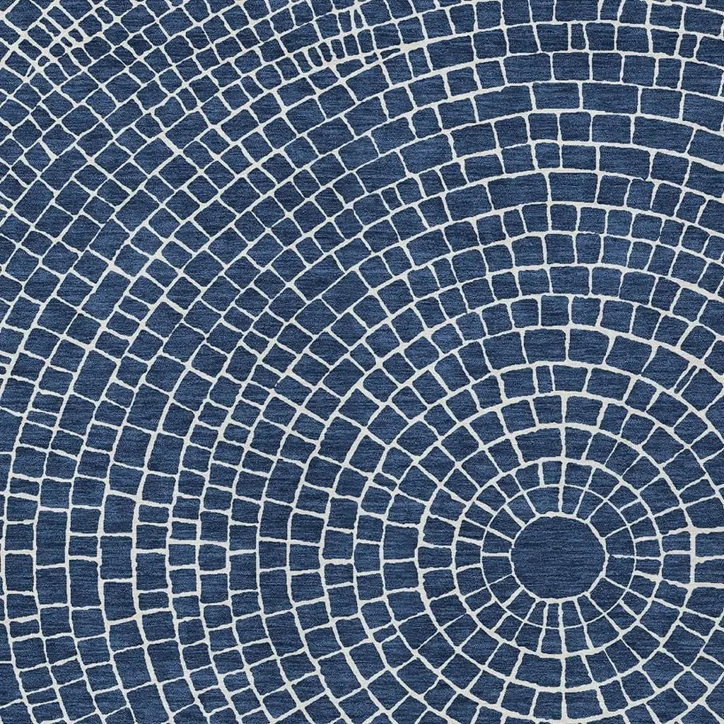10' X 14' Navy Blue And Ivory Geometric Washable Indoor Outdoor Area Rug Homeroots Outdoor