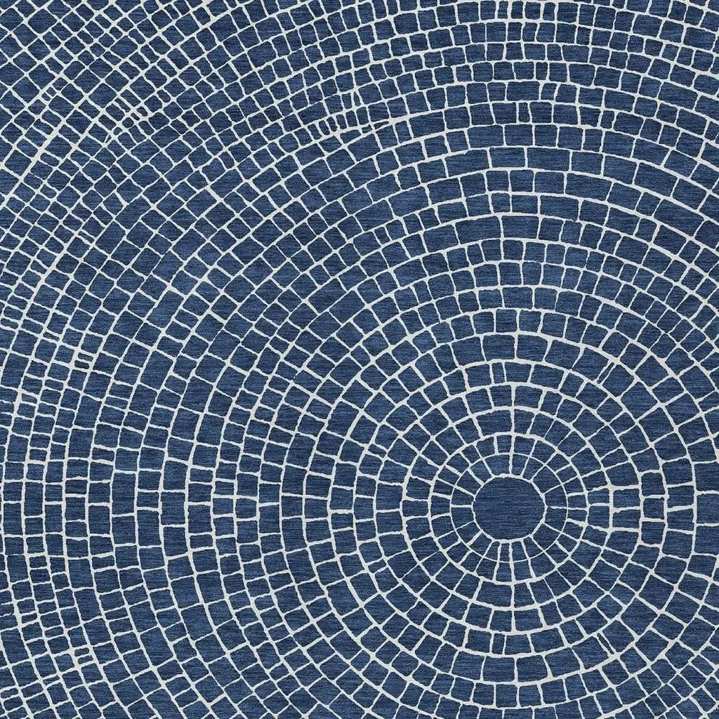 10' X 14' Navy Blue And Ivory Geometric Washable Indoor Outdoor Area Rug Homeroots Outdoor
