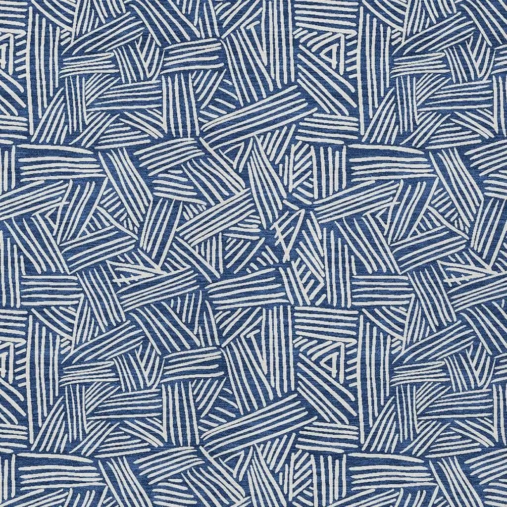 10' X 14' Navy Blue And Ivory Geometric Washable Indoor Outdoor Area Rug Homeroots Outdoor