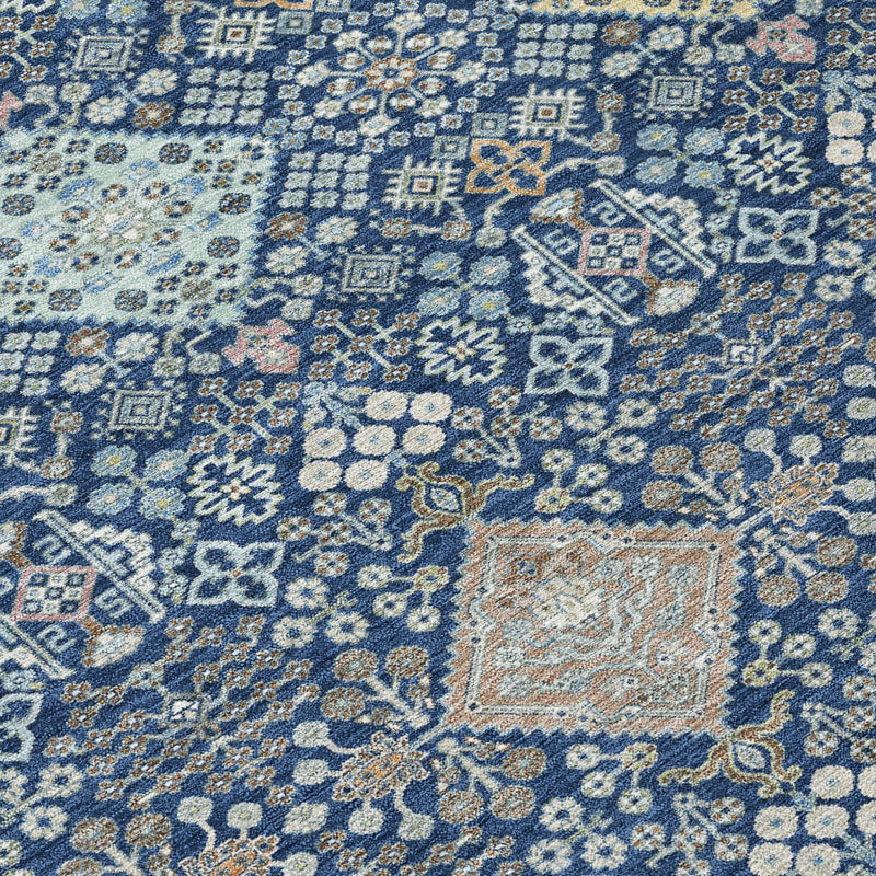 10' X 14' Navy Blue And Ivory Oriental Washable Indoor Outdoor Area Rug Homeroots Outdoor
