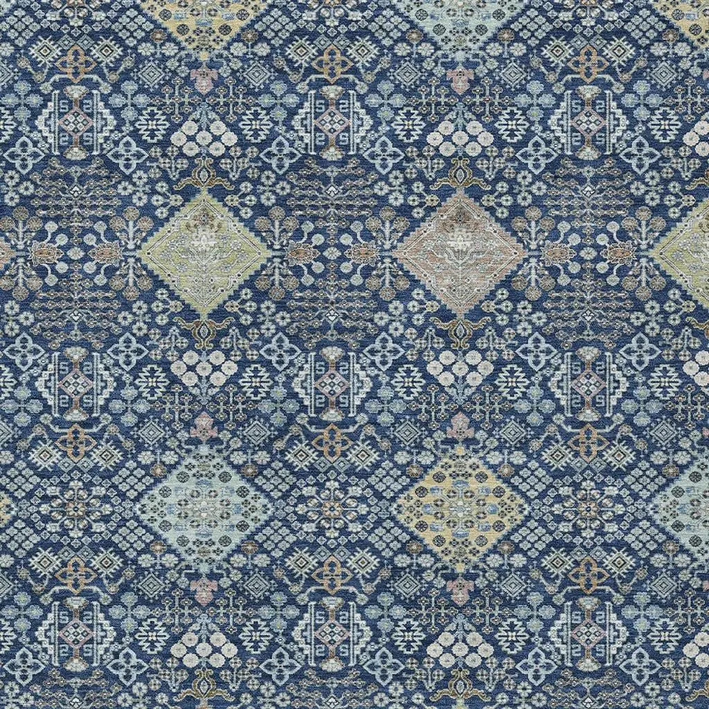 10' X 14' Navy Blue And Ivory Oriental Washable Indoor Outdoor Area Rug Homeroots Outdoor