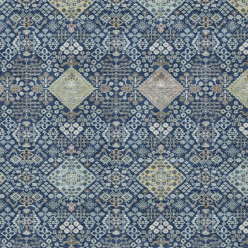 10' X 14' Navy Blue And Ivory Oriental Washable Indoor Outdoor Area Rug Homeroots Outdoor