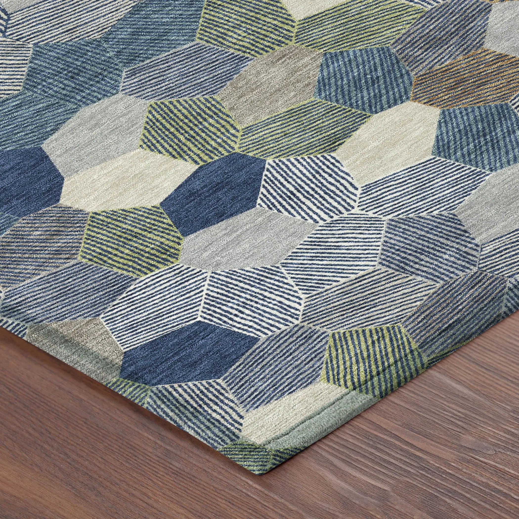 10' X 14' Navy Blue And Sky Blue Geometric Washable Indoor Outdoor Area Rug Homeroots Outdoor