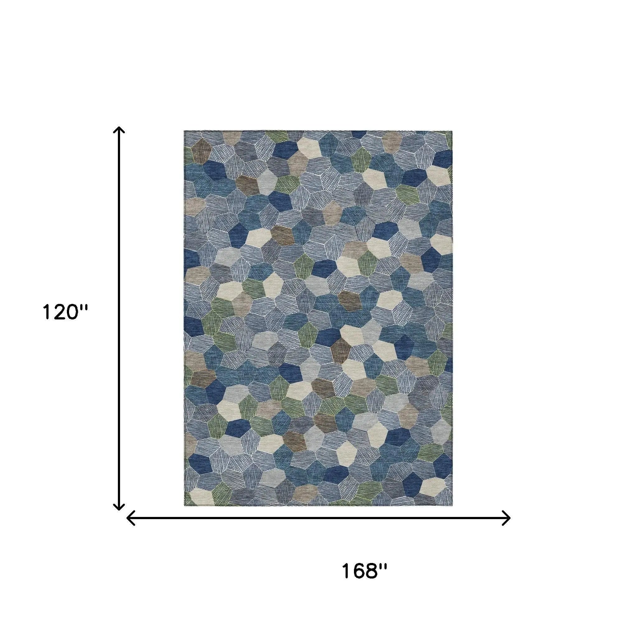 10' X 14' Navy Blue And Sky Blue Geometric Washable Indoor Outdoor Area Rug Homeroots Outdoor