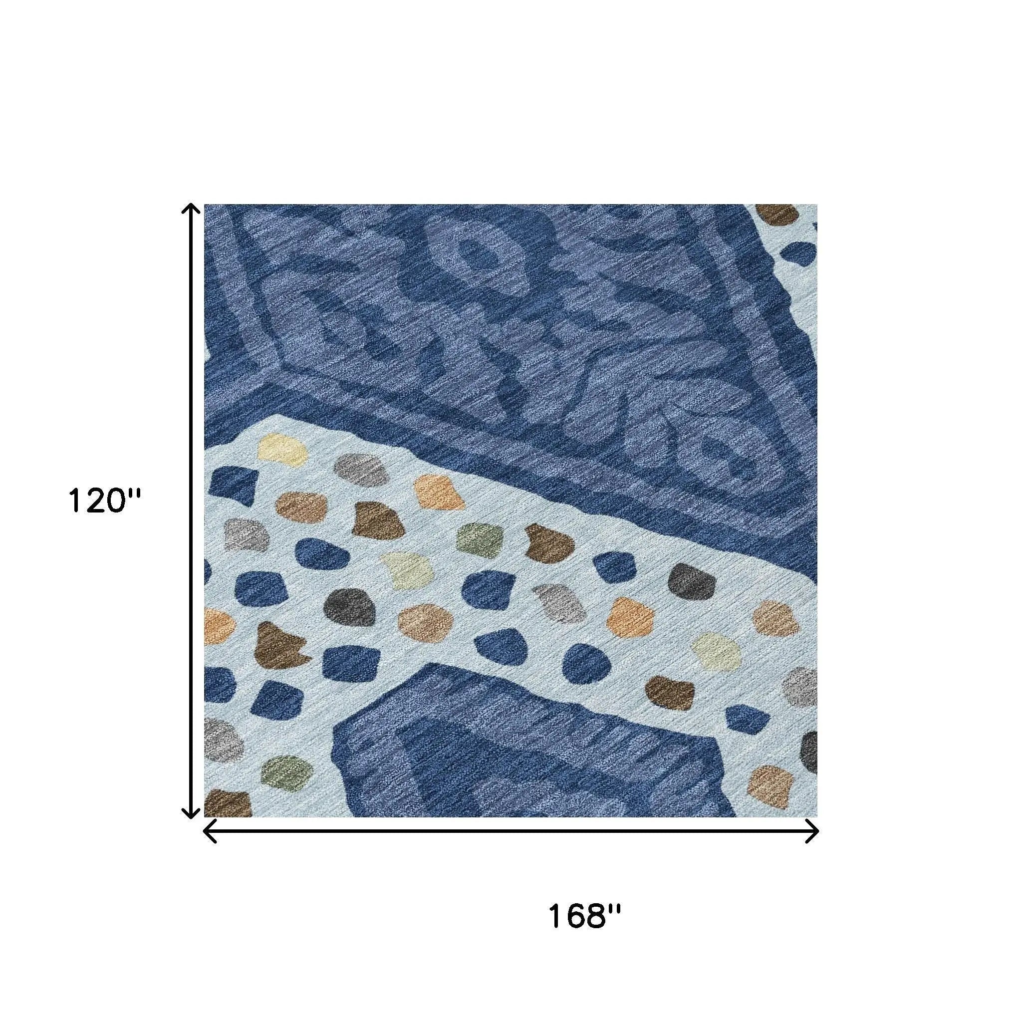 10' X 14' Navy Blue And Sky Blue Tribal Washable Indoor Outdoor Area Rug Homeroots Outdoor