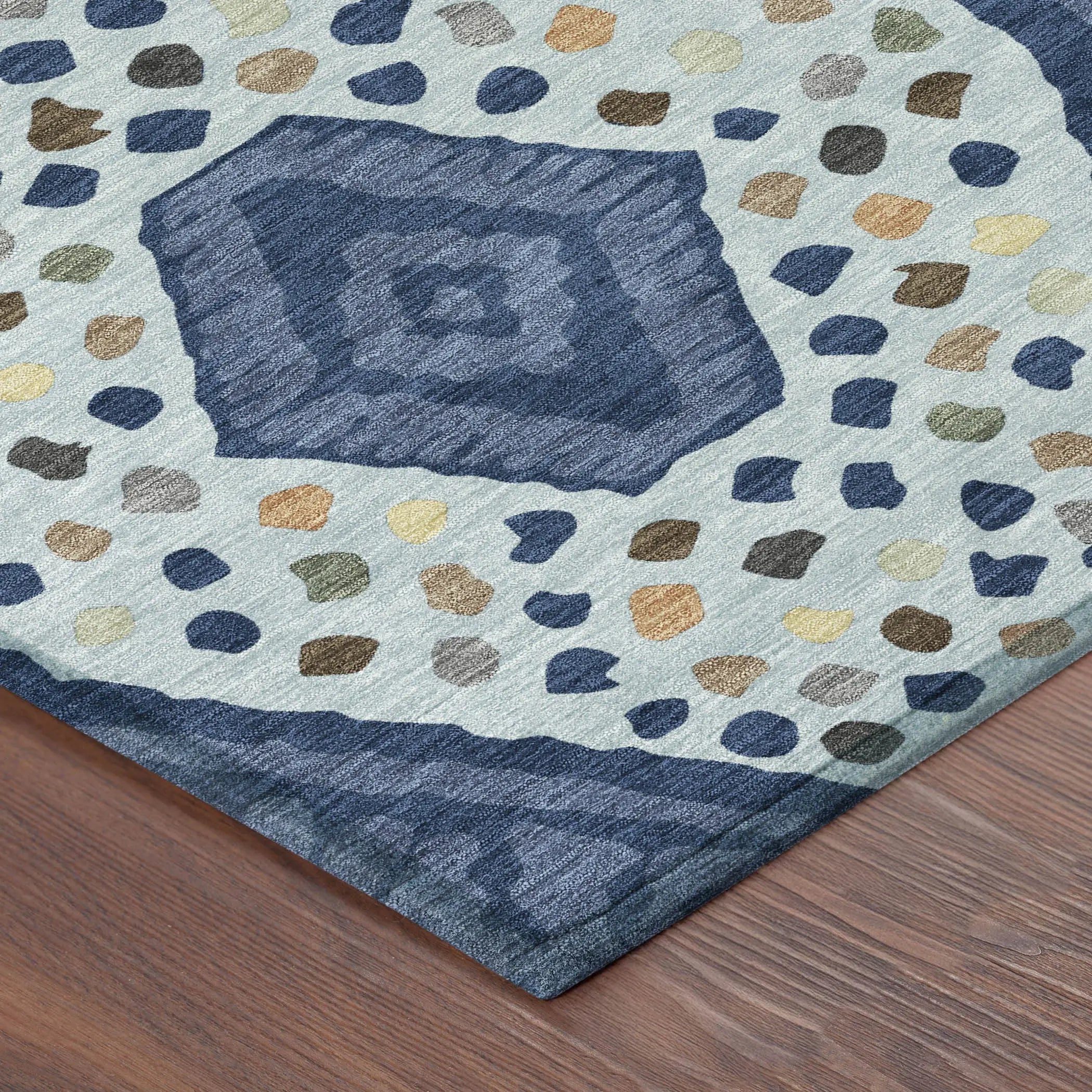 10' X 14' Navy Blue And Sky Blue Tribal Washable Indoor Outdoor Area Rug Homeroots Outdoor