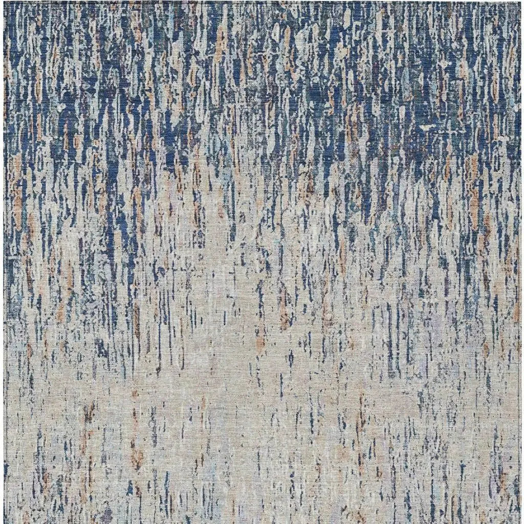 10' X 14' Navy Blue And Taupe Striped Washable Indoor Outdoor Area Rug Homeroots Outdoor