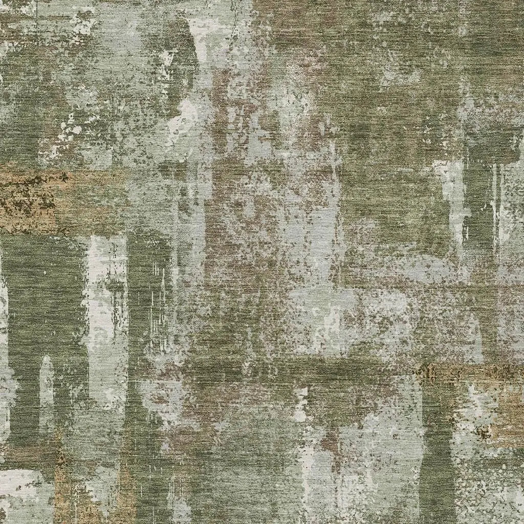 10' X 14' Olive Green And Beige Abstract Washable Indoor Outdoor Area Rug Homeroots Outdoor