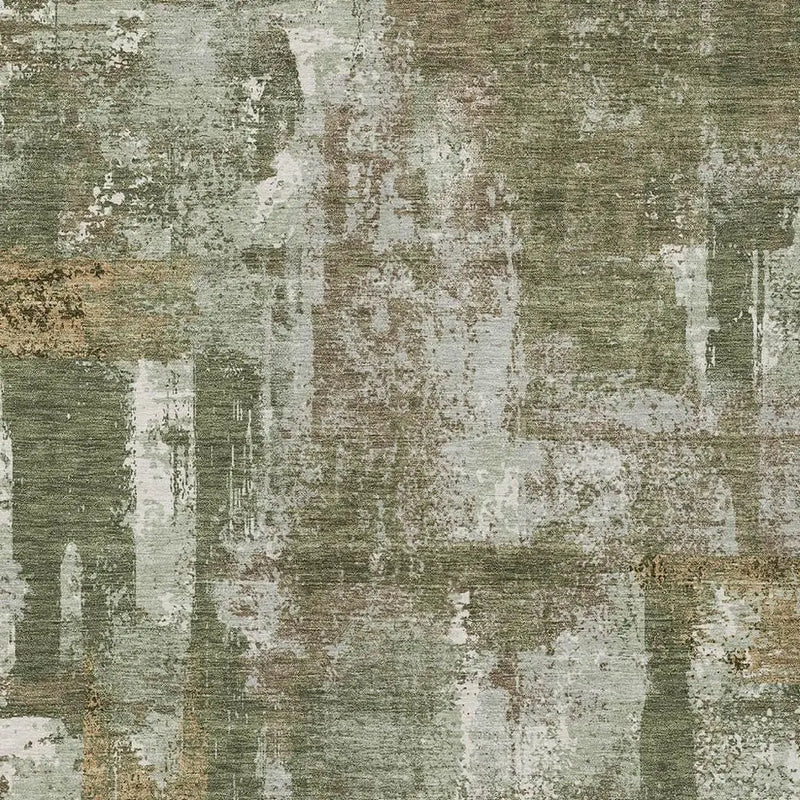 10' X 14' Olive Green And Beige Abstract Washable Indoor Outdoor Area Rug Homeroots Outdoor