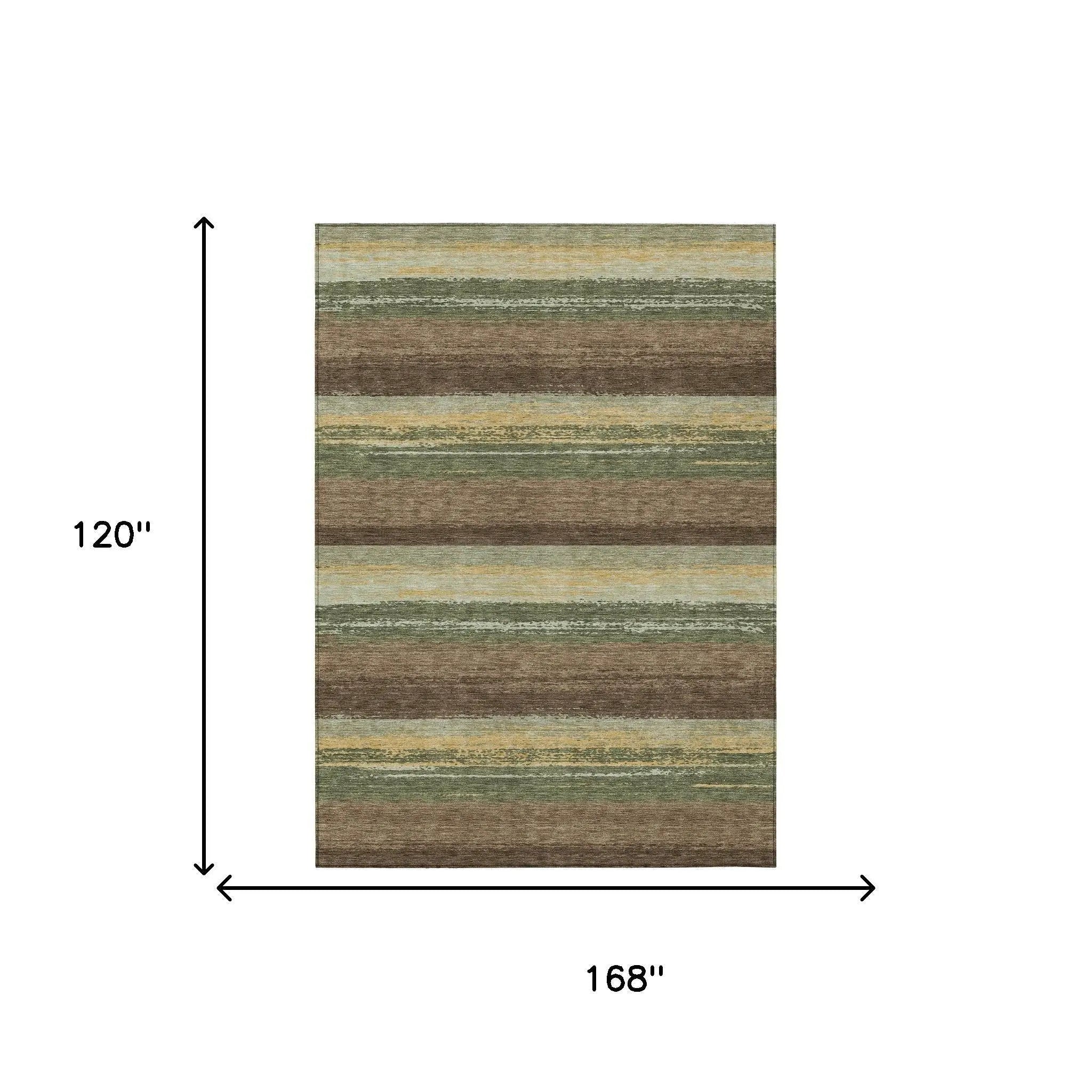 10' X 14' Olive Green And Blue Striped Washable Indoor Outdoor Area Rug Homeroots Outdoor